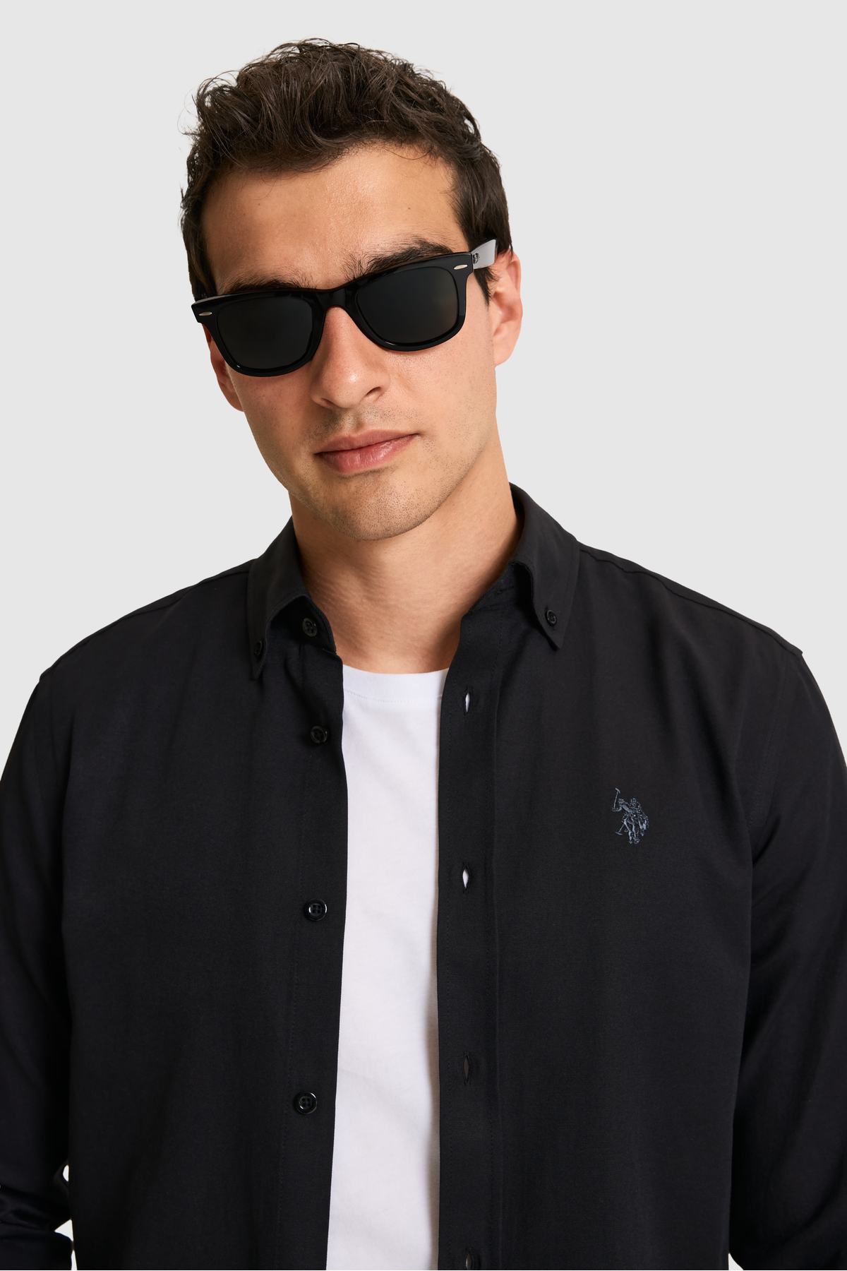 U.S. Polo Assn. Erkek Siyah Uzun Kollu Basic Gömlek 50324708-VR046 görsel 2