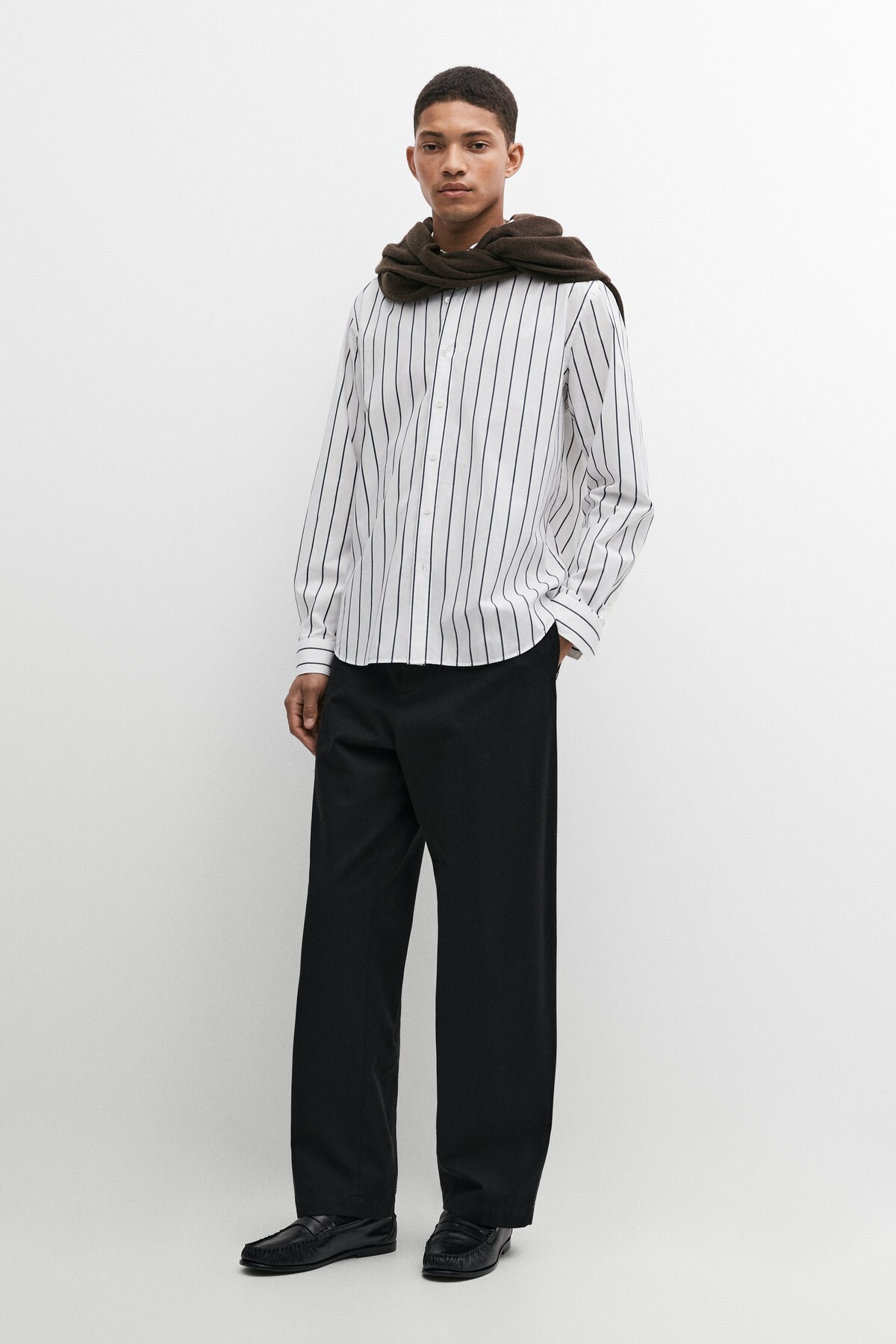 پیراهن راه راه ۱۰۰٪ پنبه‌ای با فرم ریلکس فیت ماسیمو دوتی پیراهن Massimo Dutti