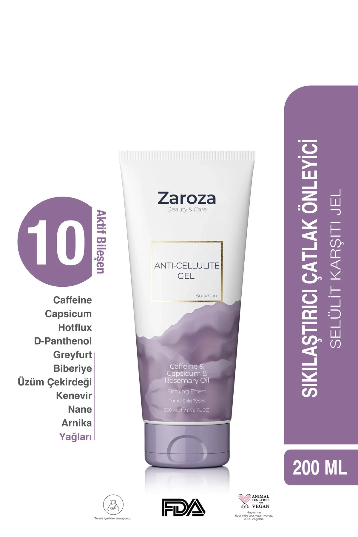 ZAROZA Selülit Karşıtı Jel, Nemlendirici Ve Sıkılaştırıcı (GREYFURT VE BİBERİYE YAĞI) Anti-cellulite Gel — ZRZ035