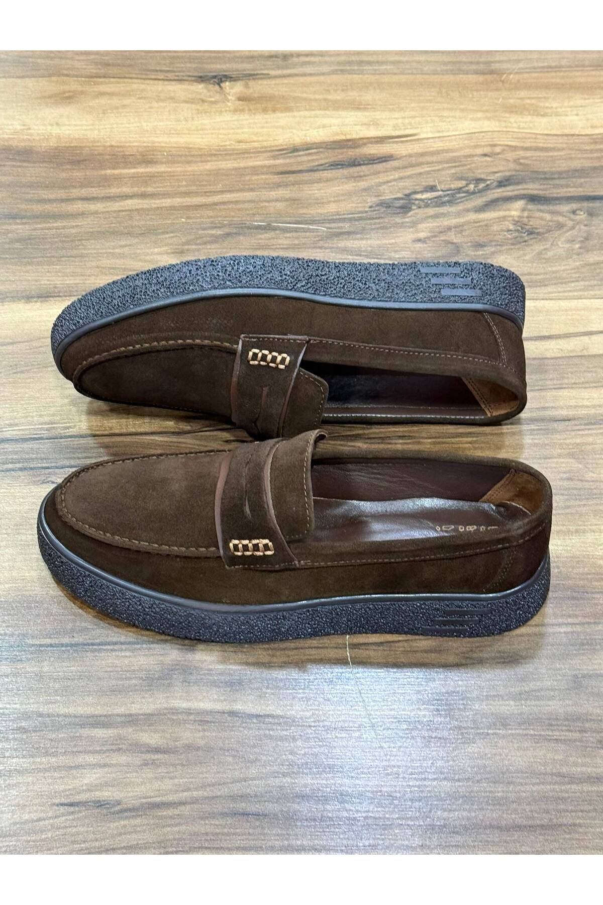 Greyybull Shoes kahve süet deri erkek loafer ayakkabı- esnek rahat ve şık günlük loafer görsel 5