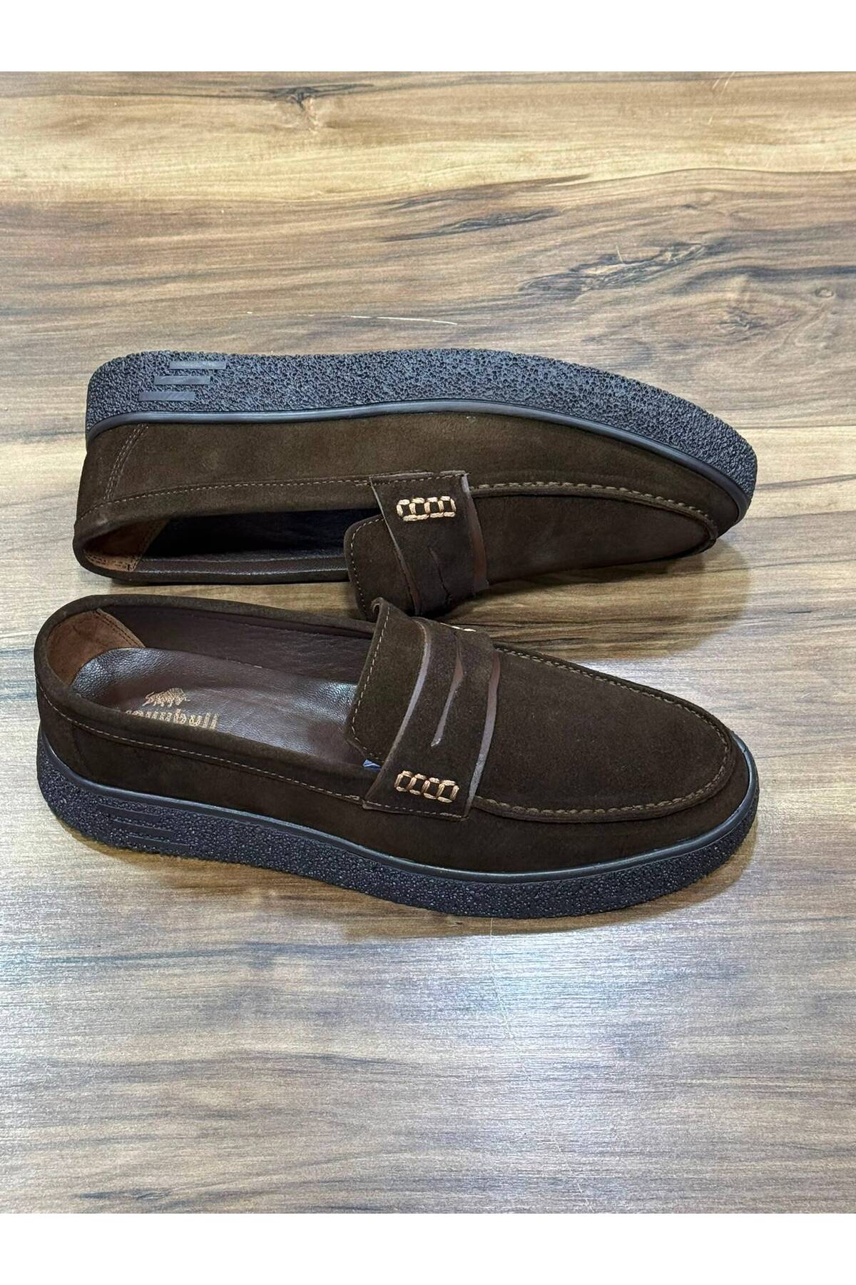 Greyybull Shoes kahve süet deri erkek loafer ayakkabı- esnek rahat ve şık günlük loafer görsel 3