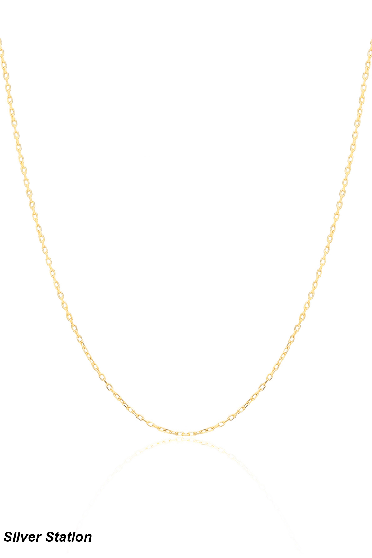 Silver Station Altın Renk 925 Ayar Gümüş Kolye - Gold Zincir Kolye 40-45-50-55-60-75 cm