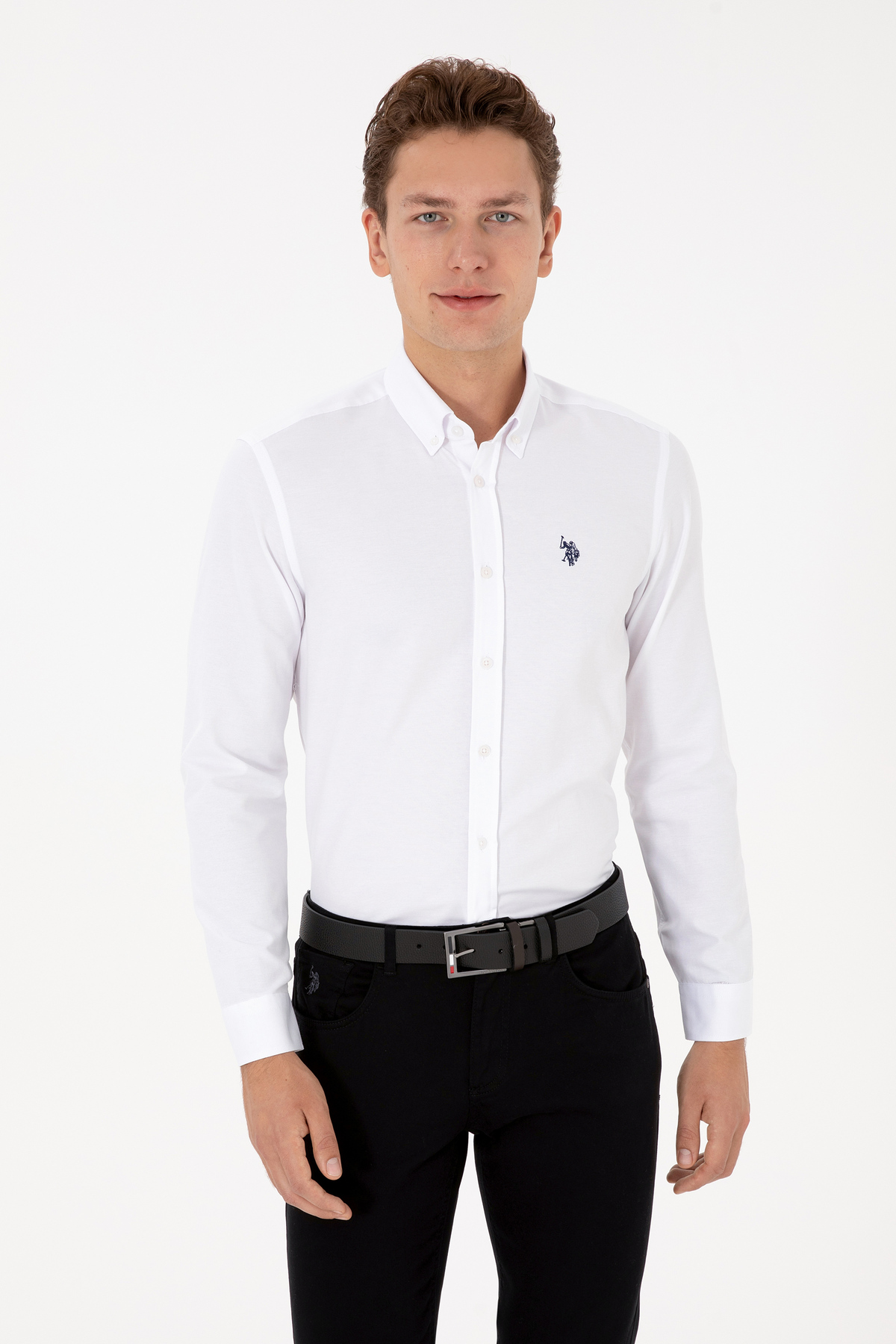 U.S. Polo Assn. Erkek Beyaz Uzun Kollu Basic Gömlek 50316723-VR013 — سفید
