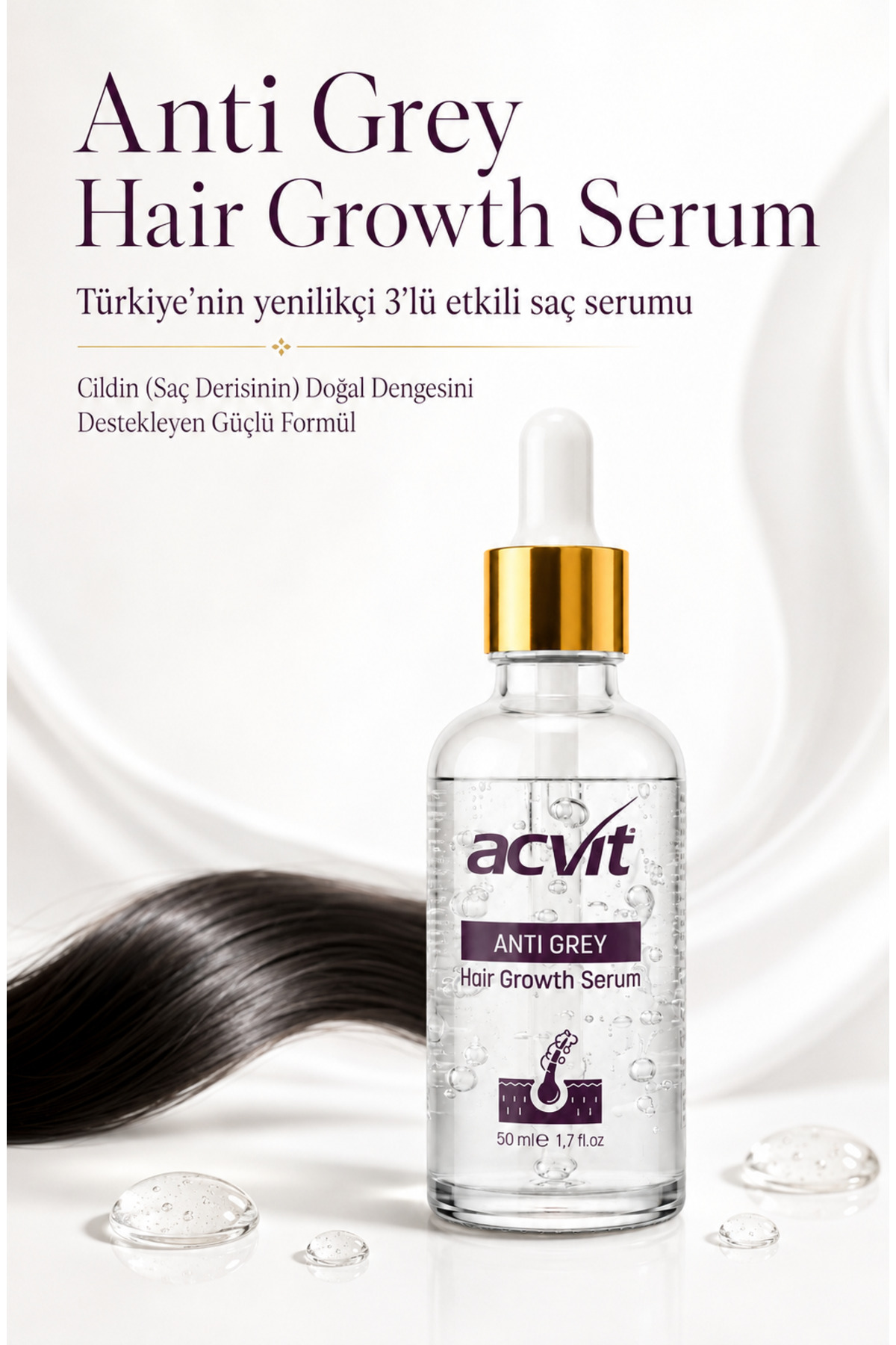 Anti Grey Hair Growth Serum - Beyaz Saç ve Dökülme Kontrolü - Saç Derisini Güçlendirme — AGH01 — تصویر 3 از 9