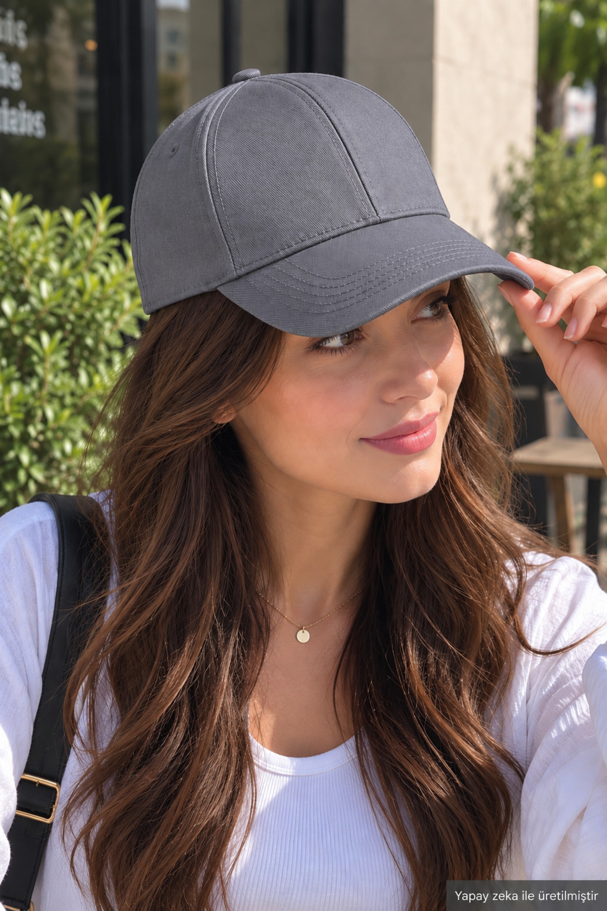ZERAMİNE Koyu Gri Düz Baseball Şapka Arkası Cırtlı Ayarlanabilir Unisex Kep, Günlük Spor Basic Model Şapka görsel 4