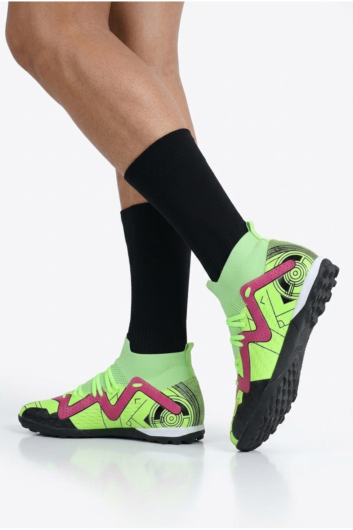 Jump 29683 Neon Yeşil Çoraplı Çocuk ve Yetişkin Halı Saha Krampon Futbol Ayakkabısı görsel 2