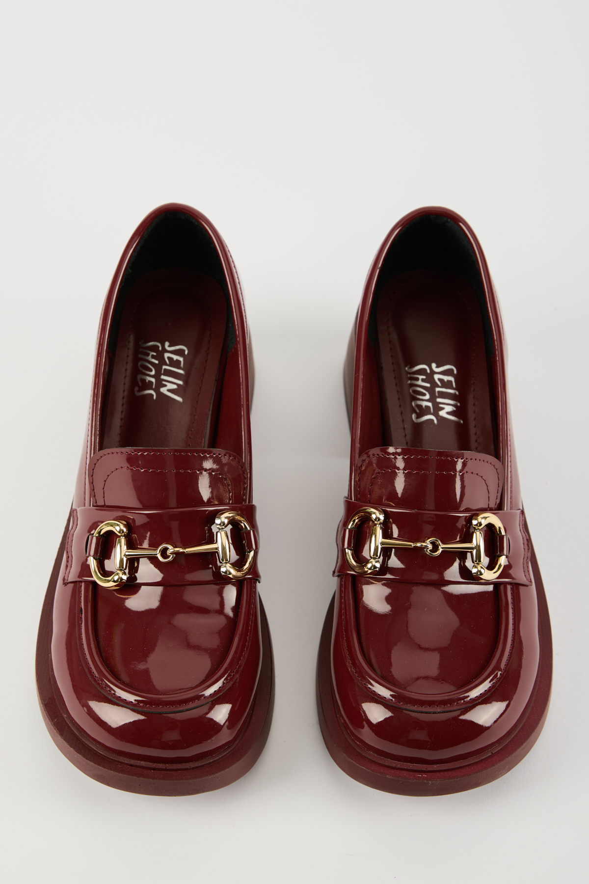 selin shoes HİLY Kadın Rugan Aksesuarlı Loafer- BORDO görsel 3