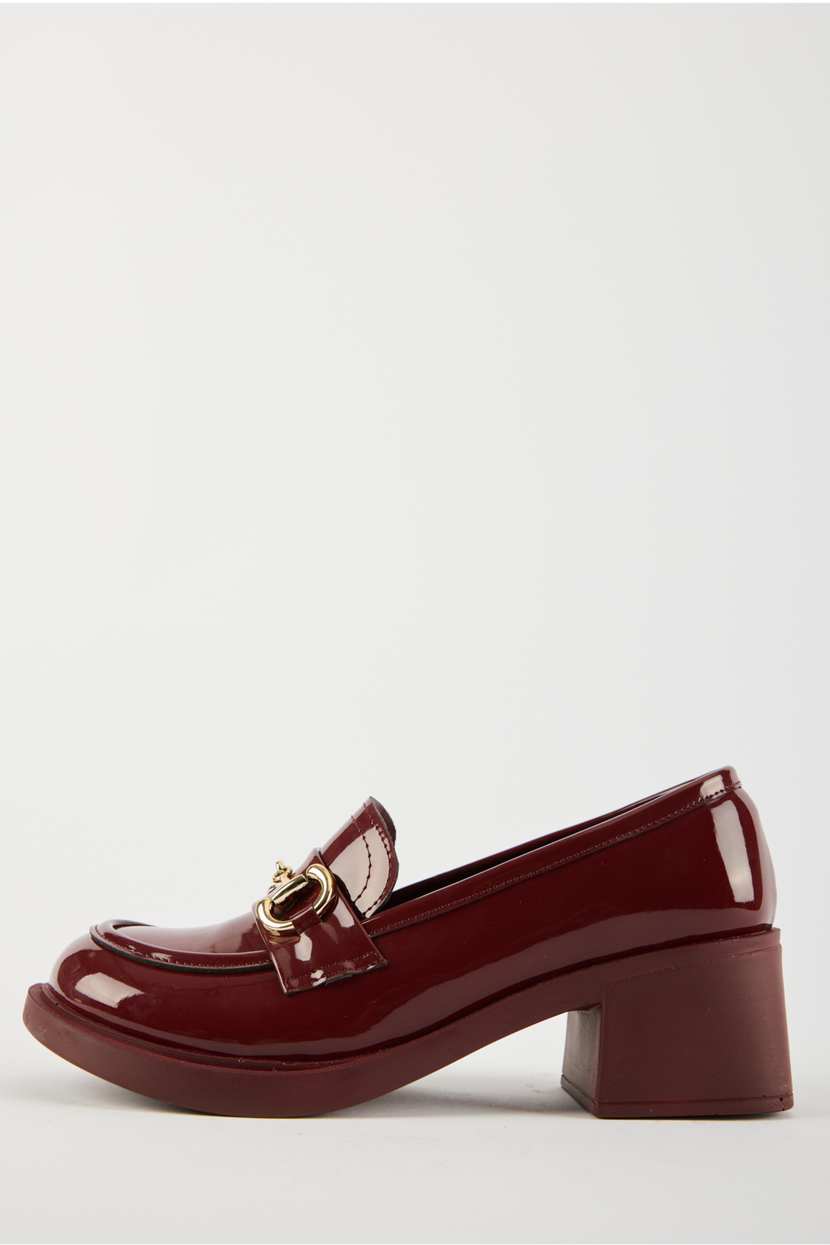 selin shoes HİLY Kadın Rugan Aksesuarlı Loafer- BORDO görsel 4