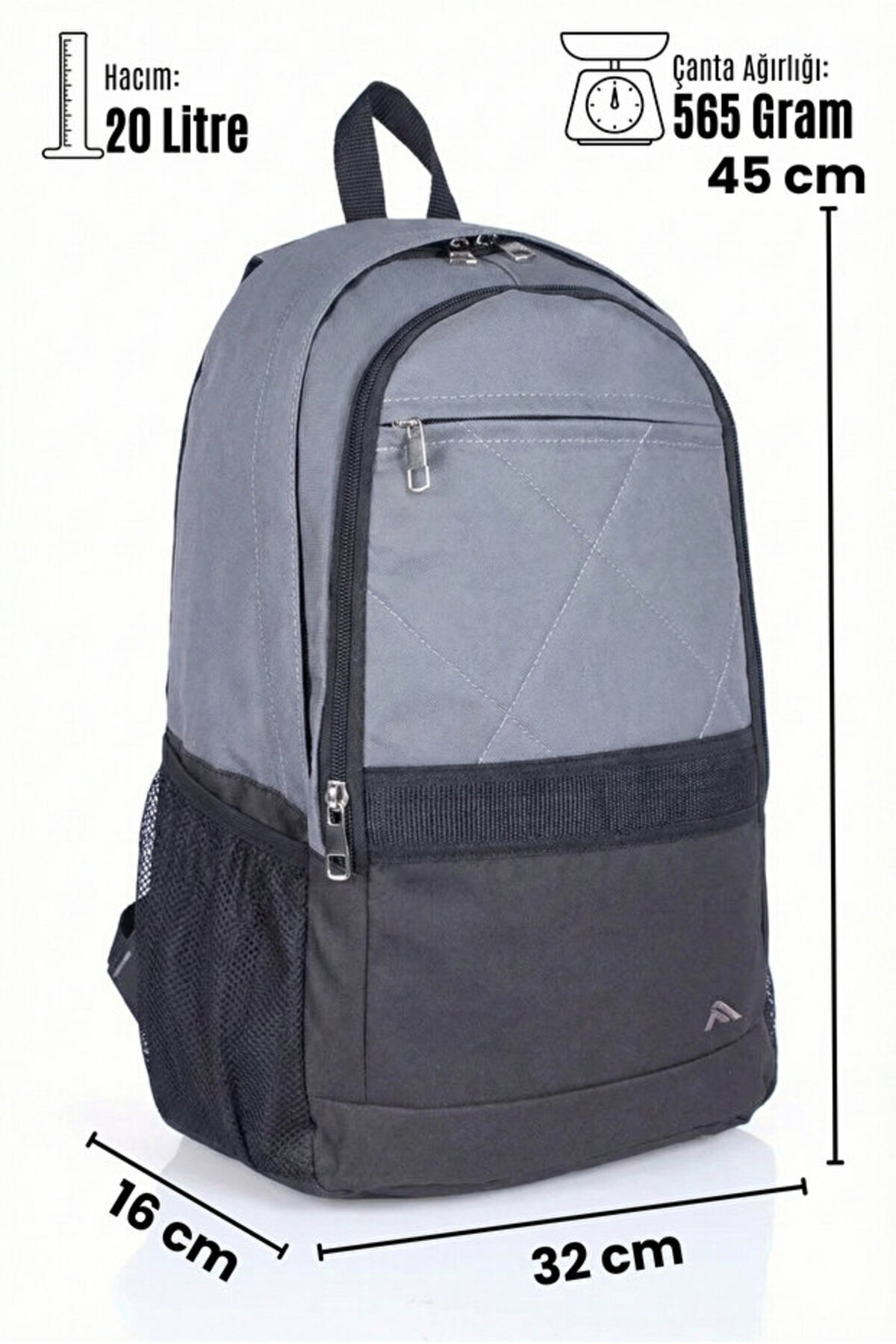 Byhakan Pl-0303 Unisex Okul Ve Seyahat Çantası Füme görsel 8