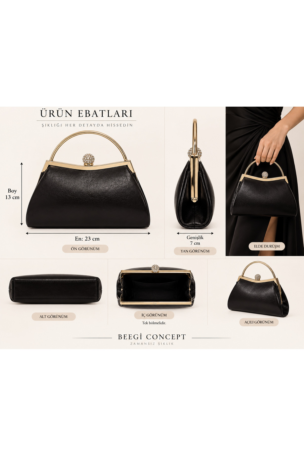 BEEGİ CONCEPT BEEGİ KIRIŞIK GÜMÜŞ KADIN ABİYE CLUTCH ZİNCİRLİ PORTFÖY DÜĞÜN ÇANTASI görsel 4