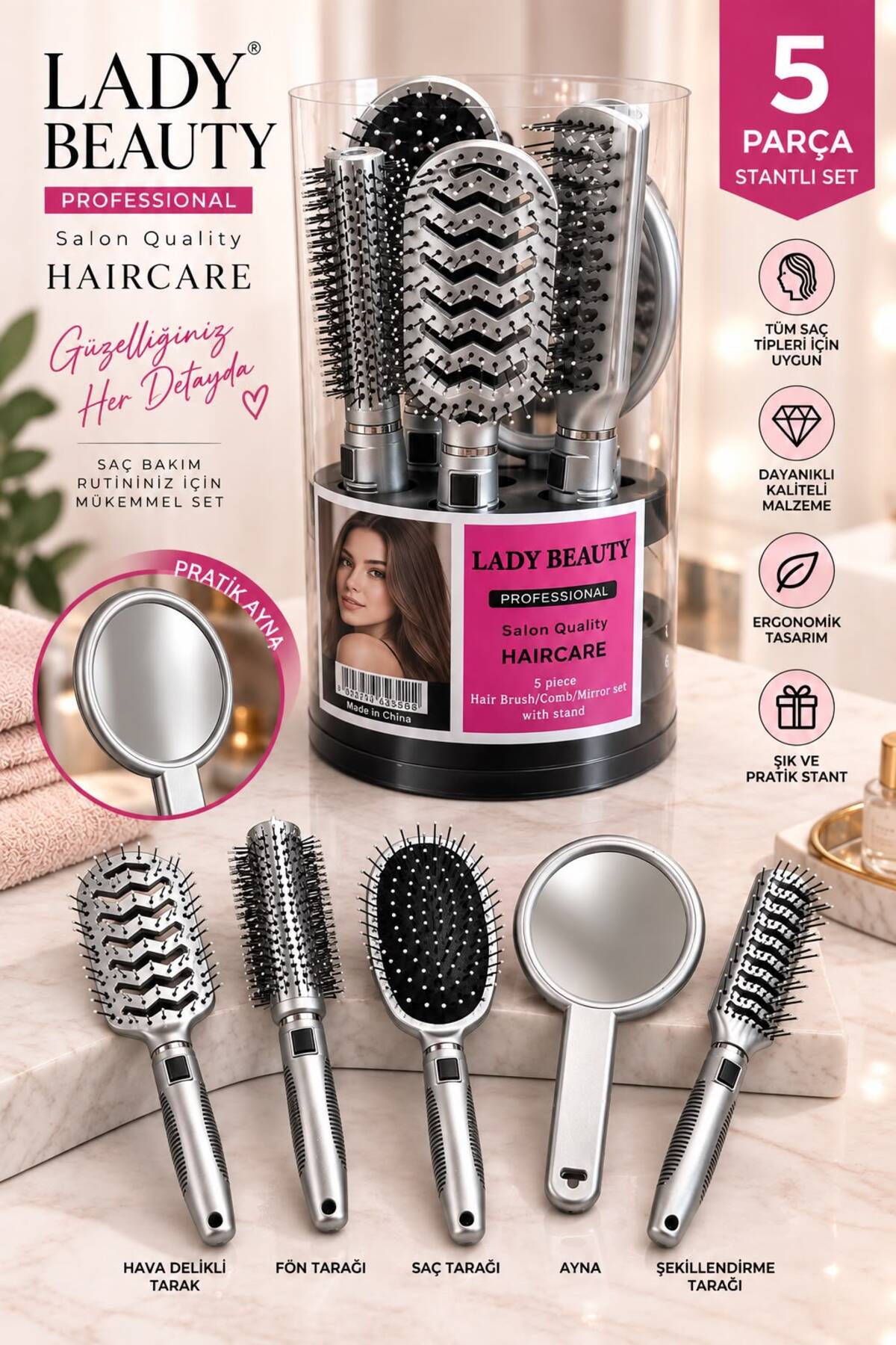 Lady Beauty Tarak Seti 5'li Gümüş Renkli — نقره‌ای GMS