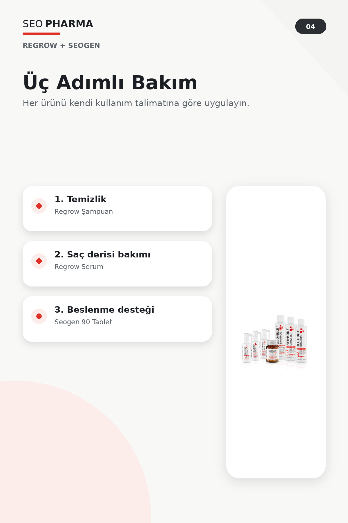 SEO Grow 3 Aylık Saç Bakım Seti | Günlük ve Saç Ekimi Sonrası 7 Parçalı Paket — 3 aylık — تصویر 4 از 8