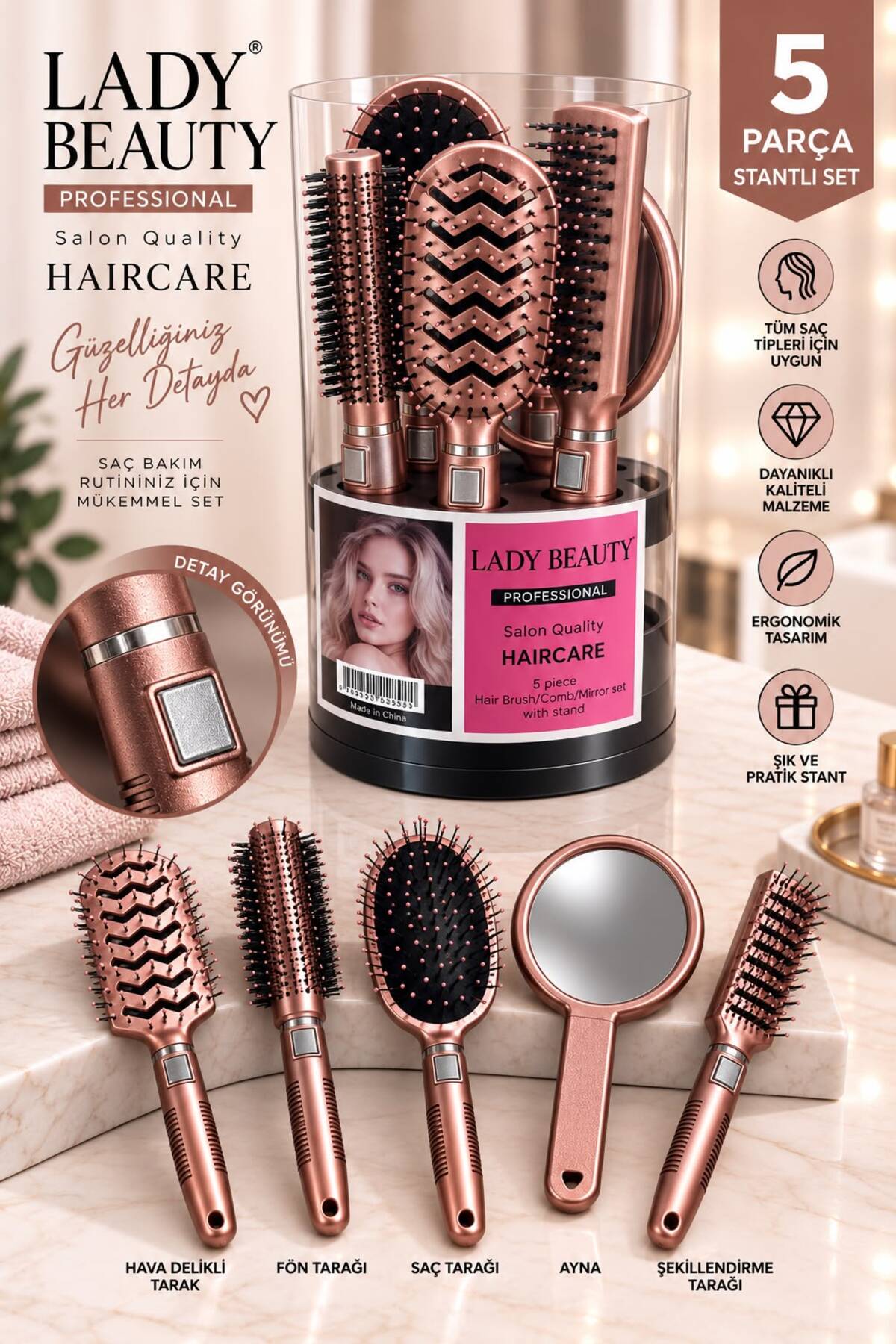Lady Beauty Tarak Seti 5'li Bronz Renkli - Fiyatı, Yorumları