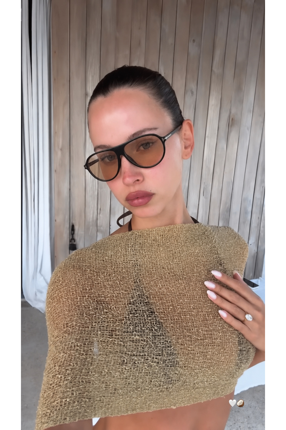 Goldmine Unisex Tina Aviator Güneş Gözlüğü UV400 Siyah Nude görsel 3
