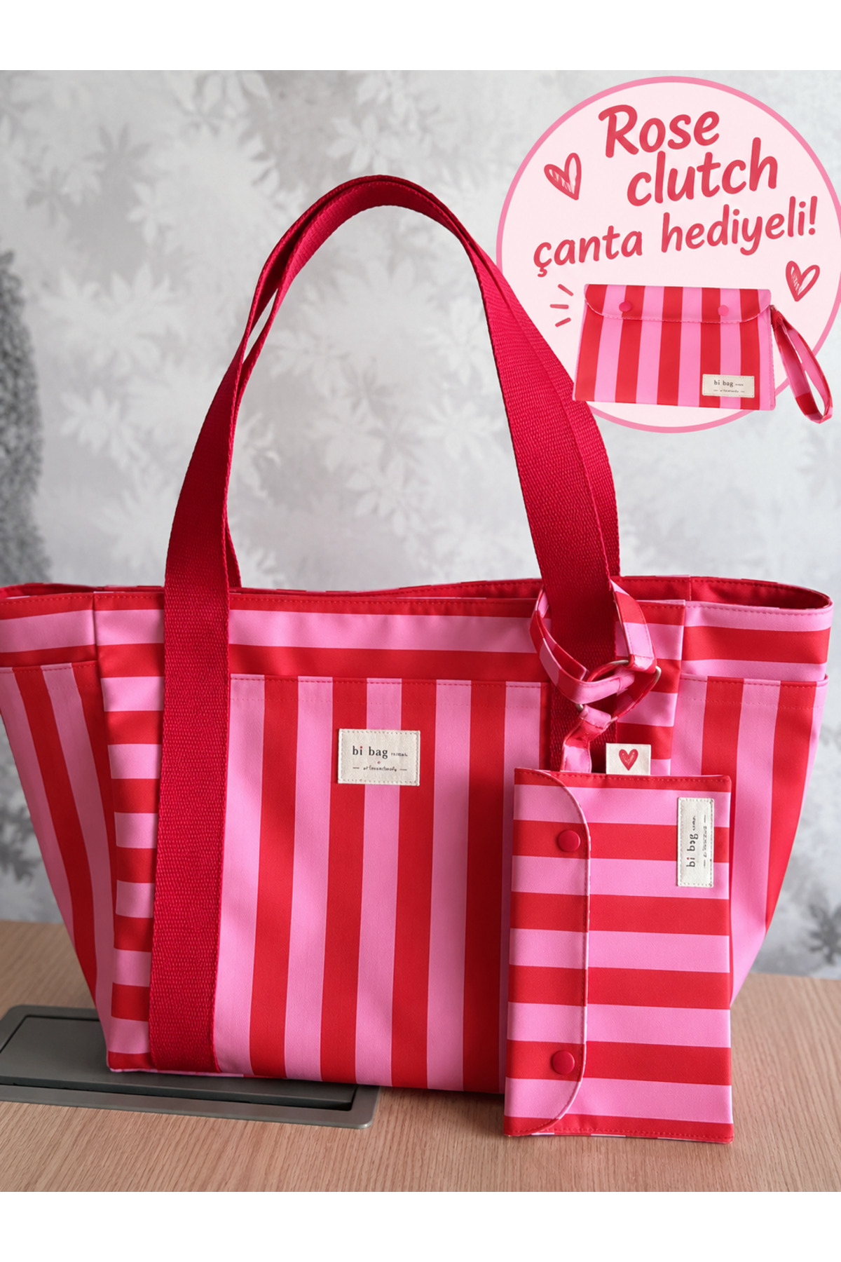 Genel Markalar Rose Tote Bag kadın çanta 7 cepli