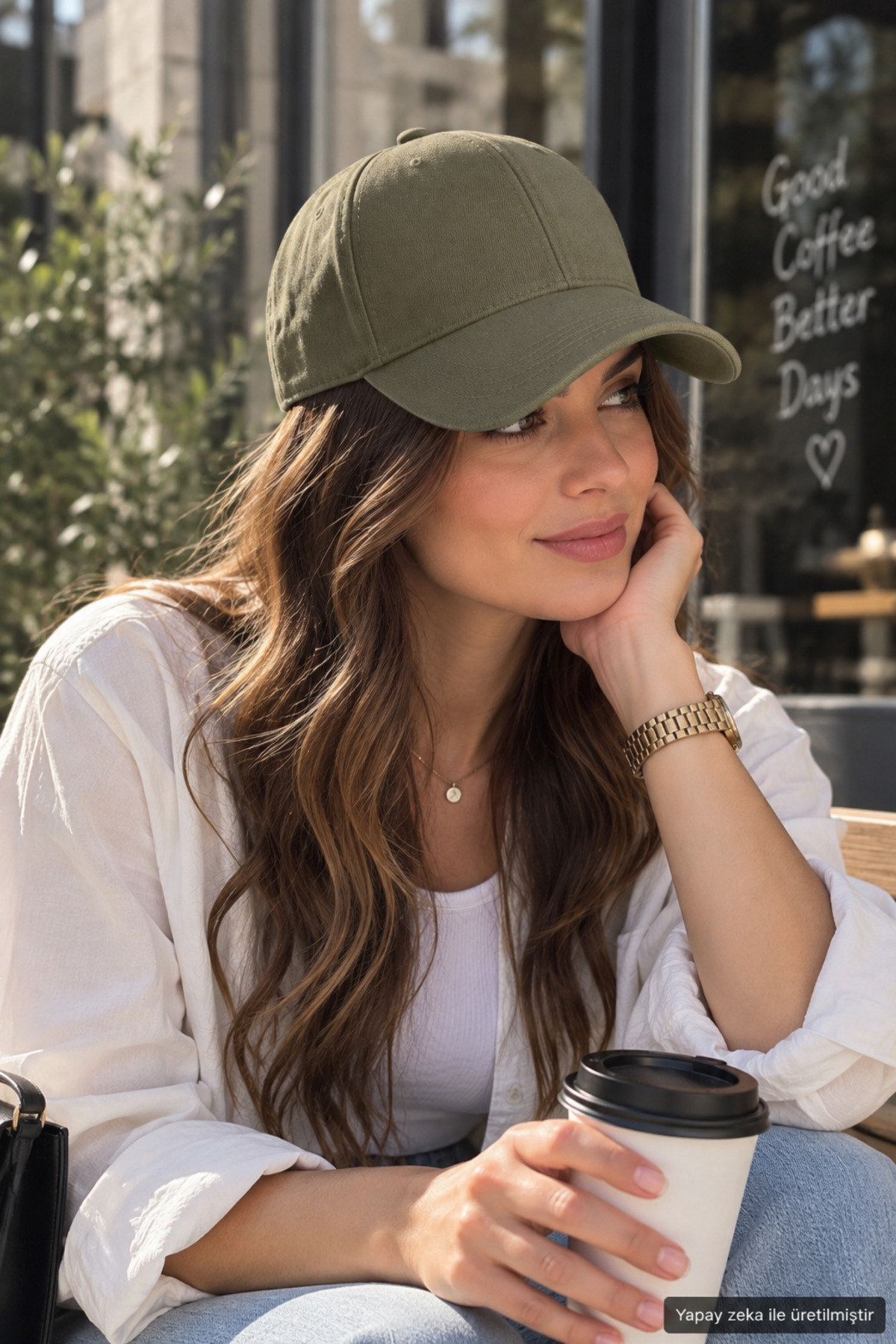 ZERAMİNE Haki Düz Baseball Şapka Arkası Cırtlı Ayarlanabilir Unisex Kep, Günlük Spor Basic Model Şapka görsel 5