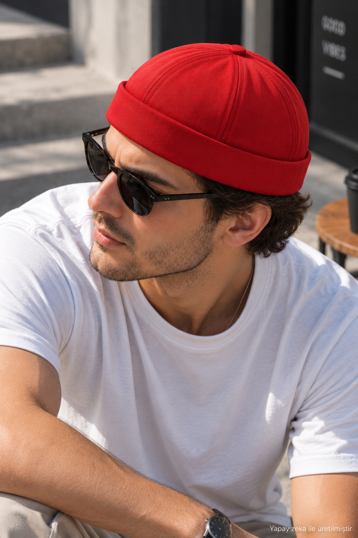 ZERAMİNE Kırmızı Unisex %100 Pamuk Docker Cap Ayarlanabilir Günlük Şapka görsel 3