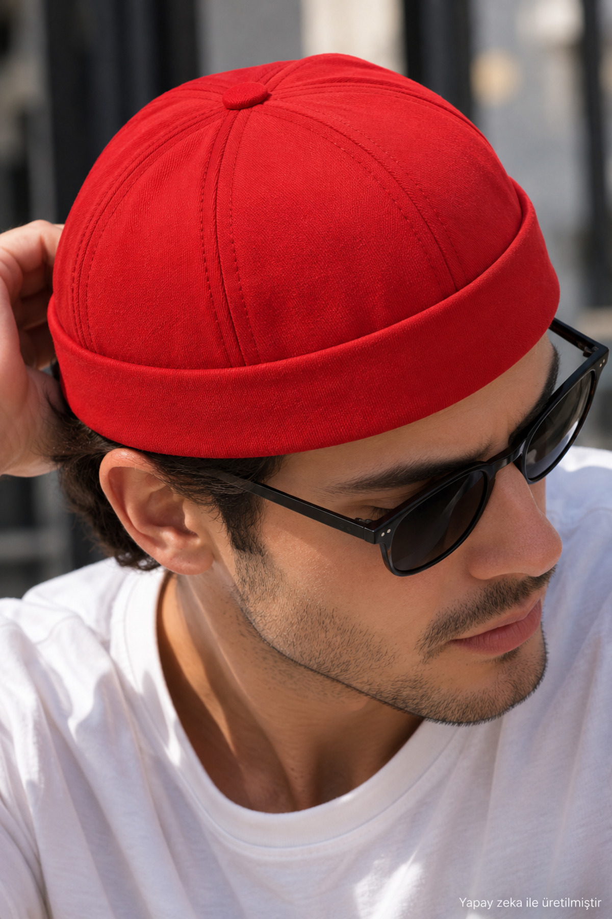 ZERAMİNE Kırmızı Unisex %100 Pamuk Docker Cap Ayarlanabilir Günlük Şapka