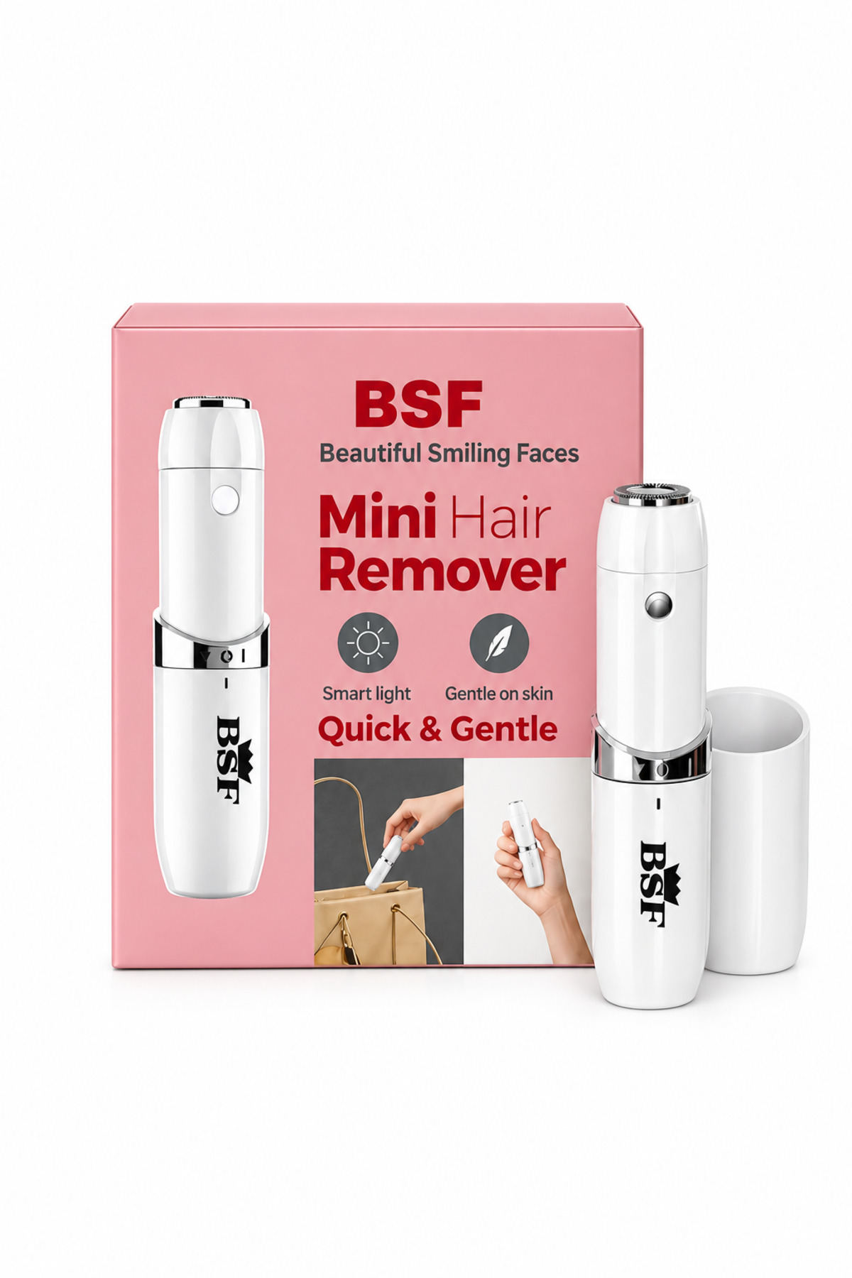BSF Beautiful Smiling Faces Ls-01 Mini Face Yüz Tüy Alma Makinesi , Temizleme Fırçası , Makyaj Öncesi Pürüzsüz Cilt