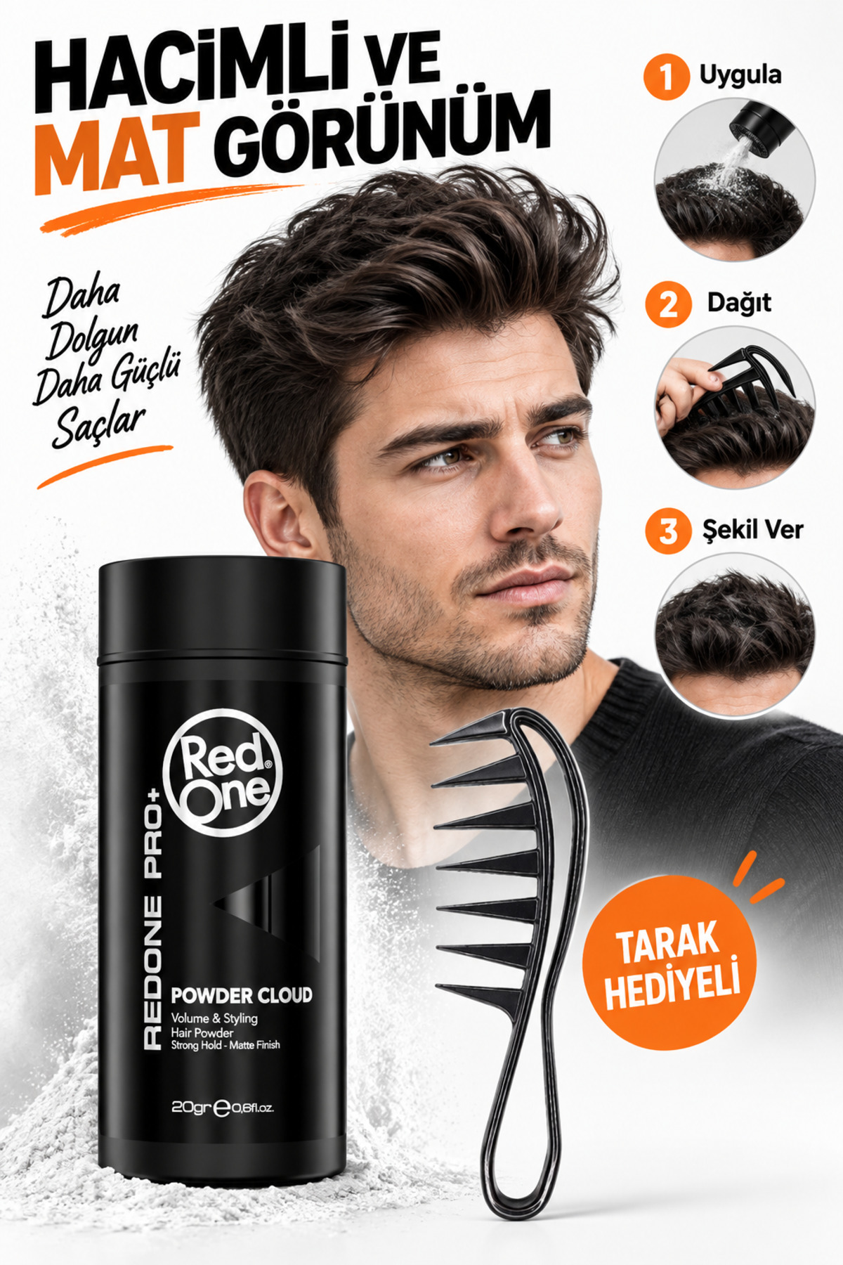 Redone Toz Pudra Wax Güçlü Saç Şekillendirici 20 gr Wax Taraği Hediye — REDST-87 — تصویر 9 از 9