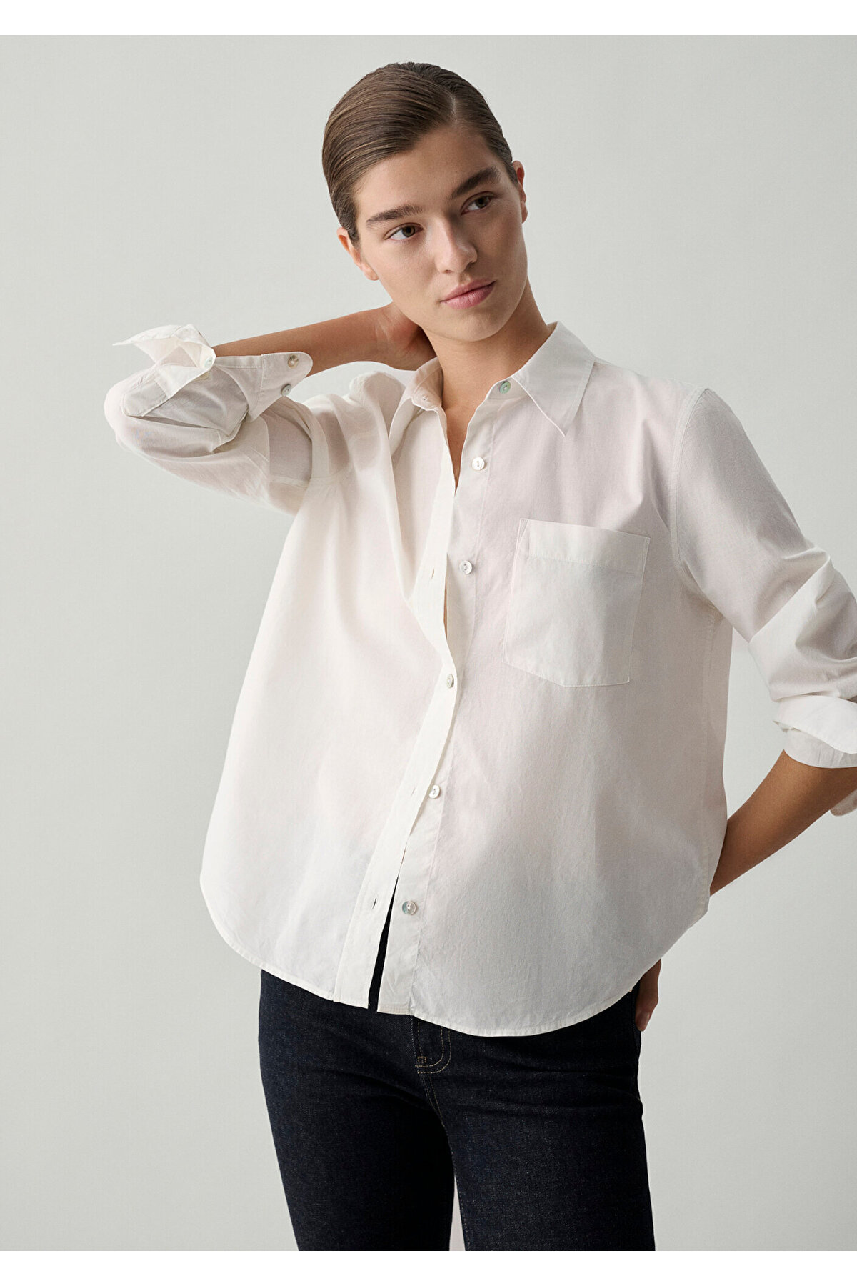 Mavi Cepli Ekru Gömlek Regular Fit / Normal Kesim 1211652-80194 — اکرو