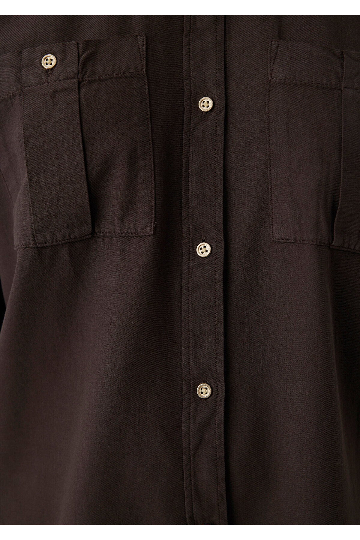 Düğme Detaylı Kahverengi Gömlek Loose Fit / Bol Rahat Kesim 1211383-70240 — قهوه‌ای — تصویر 8 از 8