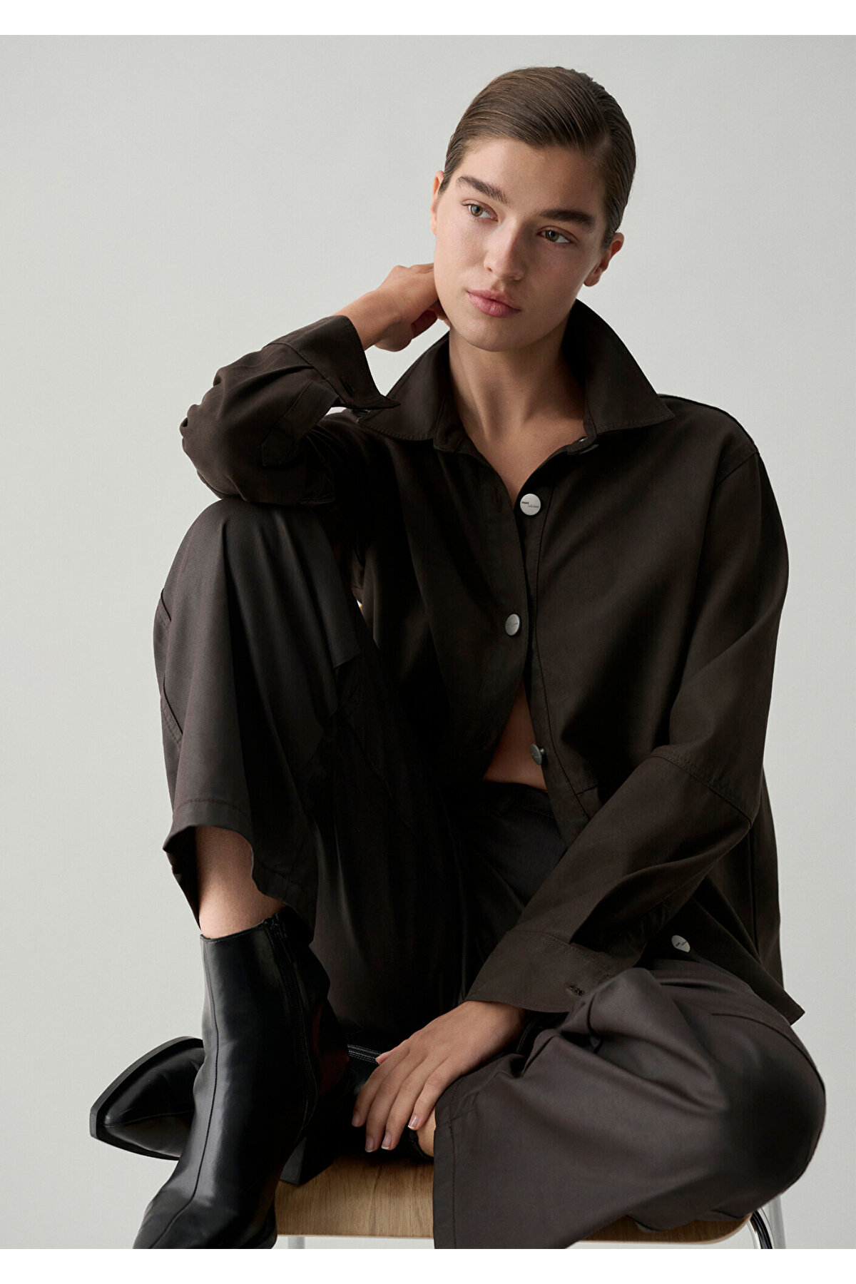 Mavi (Tencel™) Lyocell Kahverengi Gömlek Oversize / Geniş Kesim 1211650-90707 — قهوهای