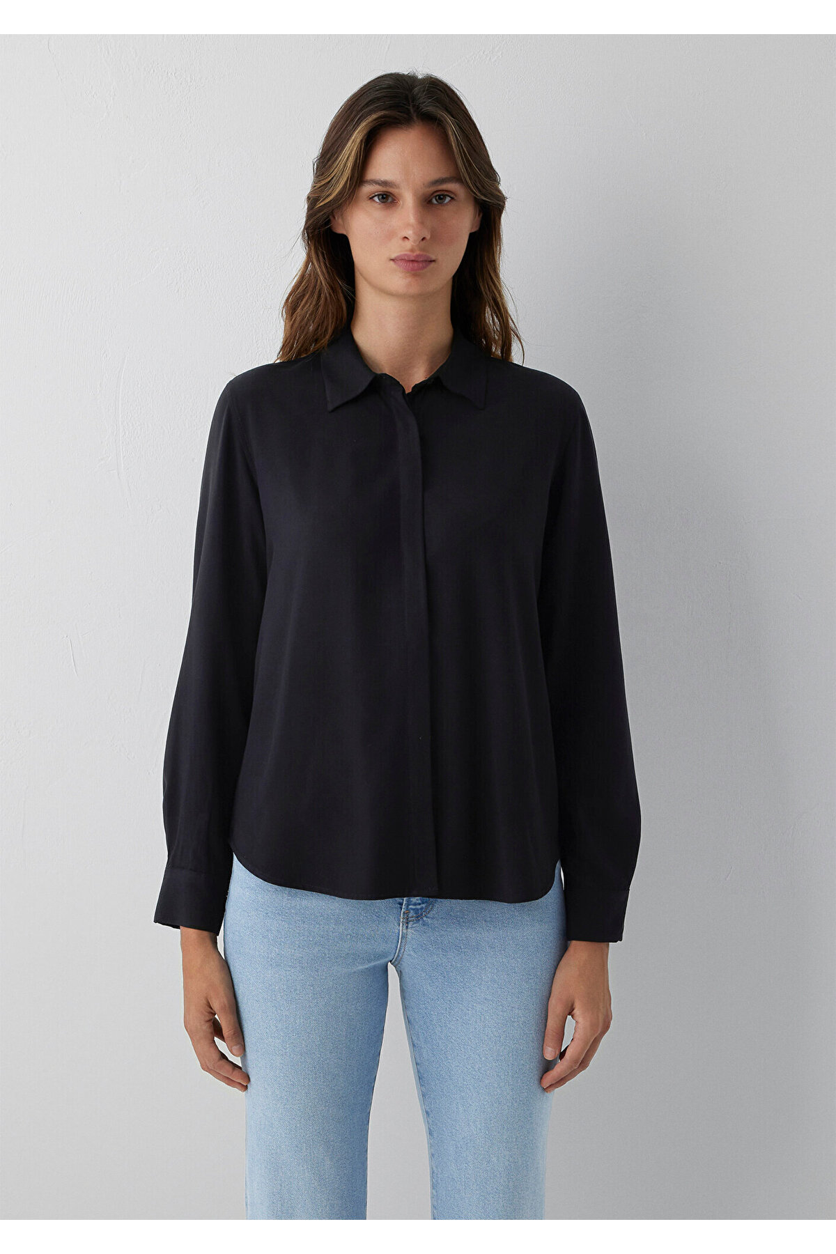 Siyah Vizkoz Gömlek Regular Fit / Normal Kesim 1211620-900 — مشکی — تصویر 3 از 7