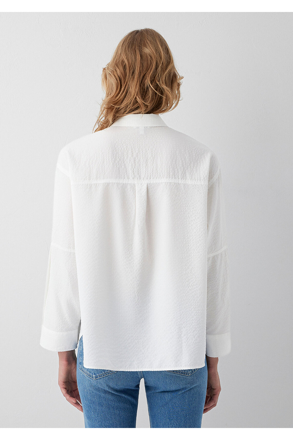 (Tencel™) Lyocell Karışımlı Beyaz Gömlek Oversize / Geniş Kesim 1220468-89583 — سفید — تصویر 5 از 7