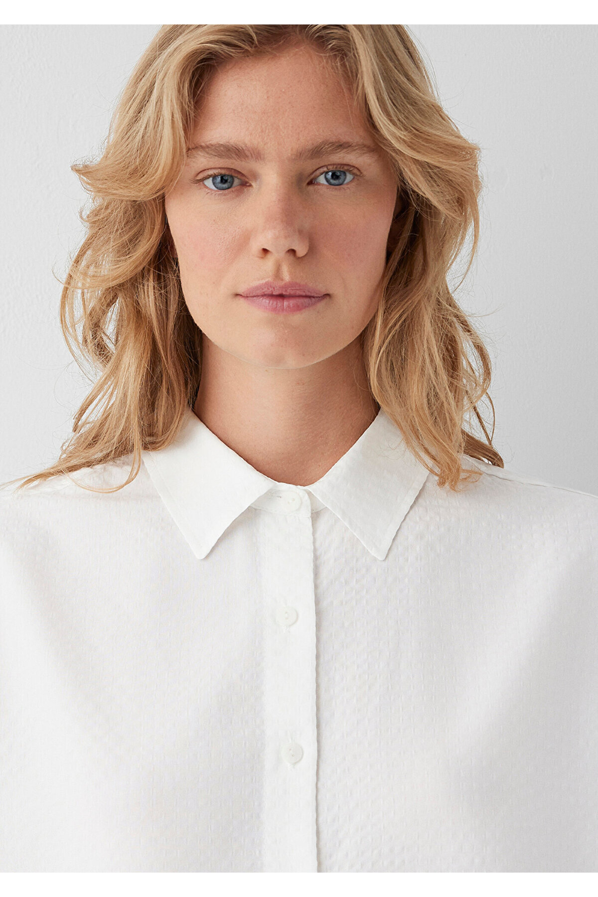 (Tencel™) Lyocell Karışımlı Beyaz Gömlek Oversize / Geniş Kesim 1220468-89583 — سفید — تصویر 6 از 7