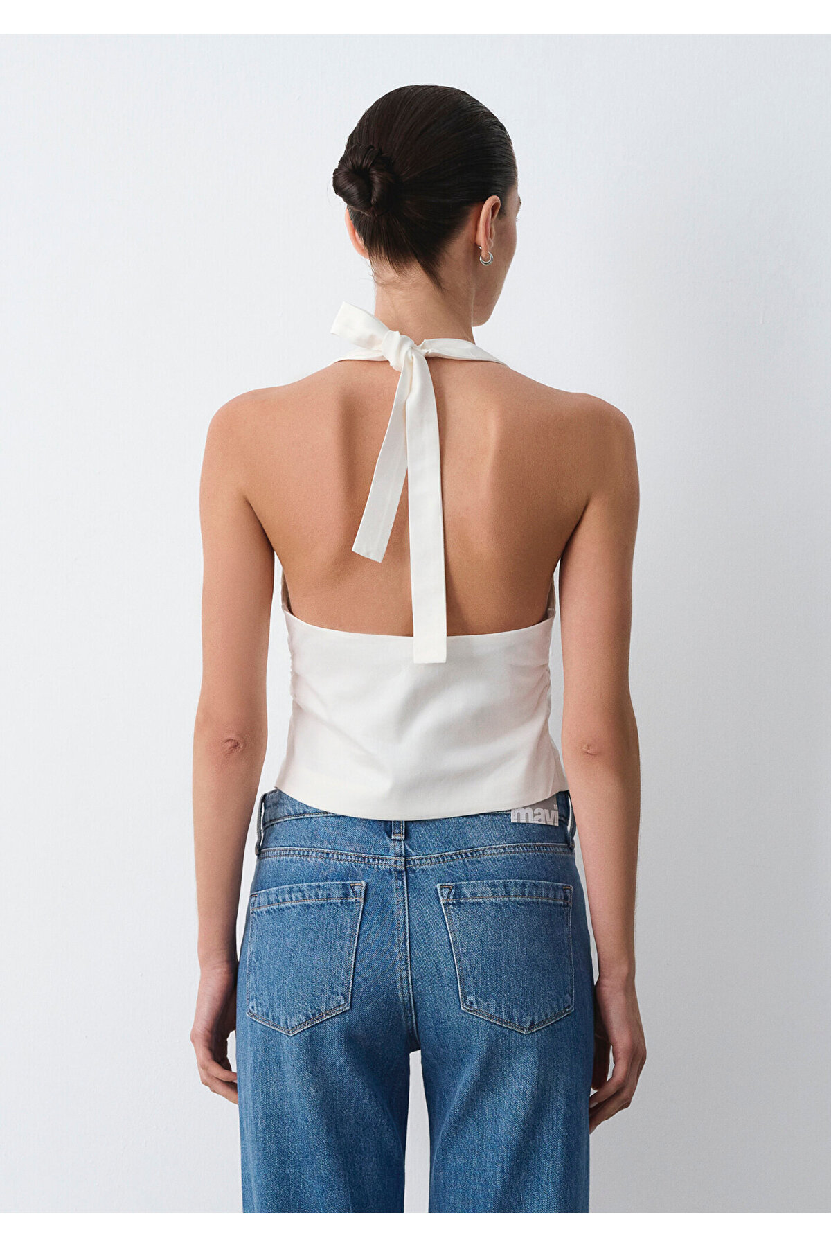 Düğmeli Halter Yaka Ekru Gömlek Slim Fit / Dar Kesim 1211646-70057 — اکرو — تصویر 6 از 7
