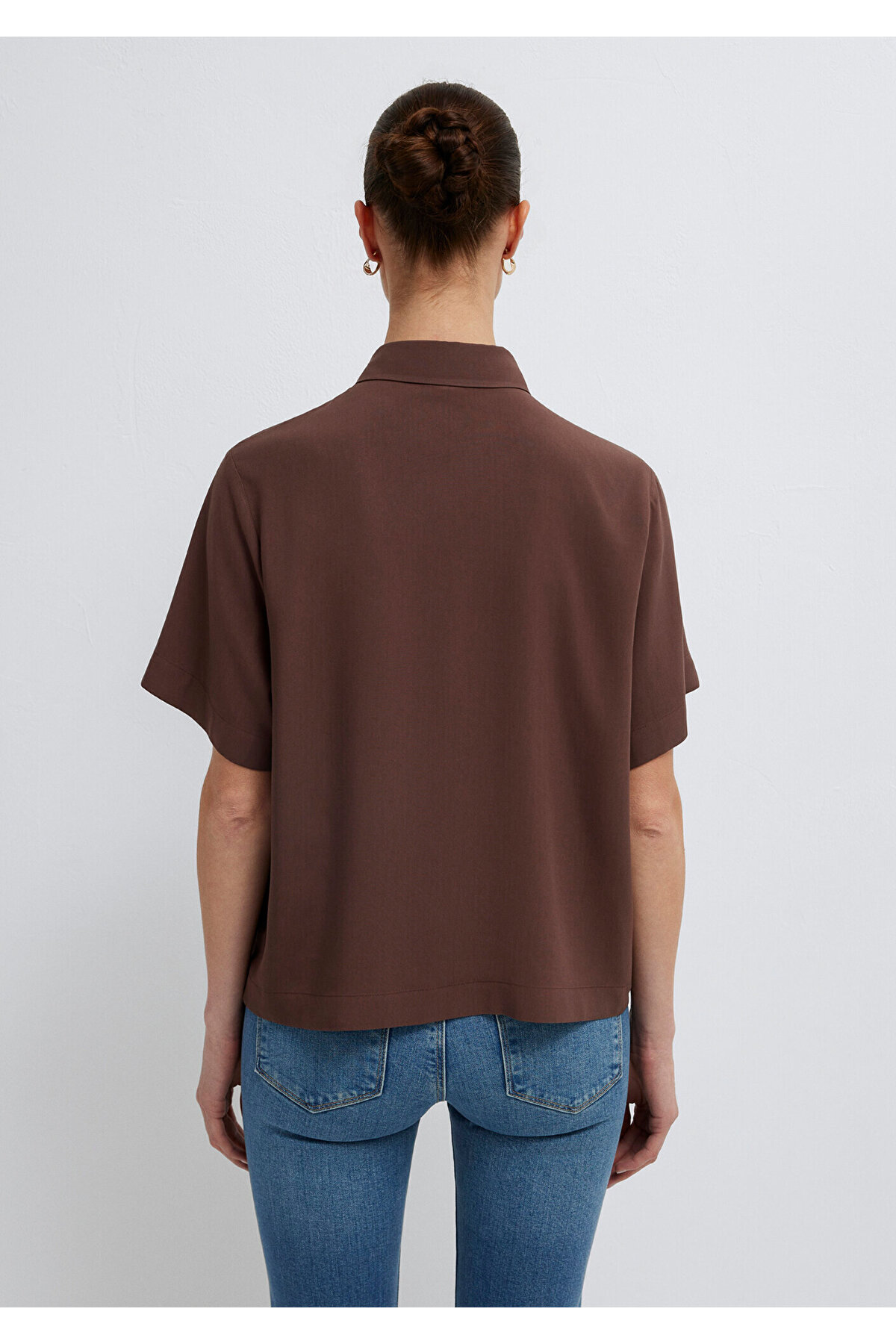Kısa Kollu Kahverengi Gömlek Loose Fit / Bol Rahat Kesim 1211613-87537 — قهوه‌ای AST11028 — تصویر 5 از 7