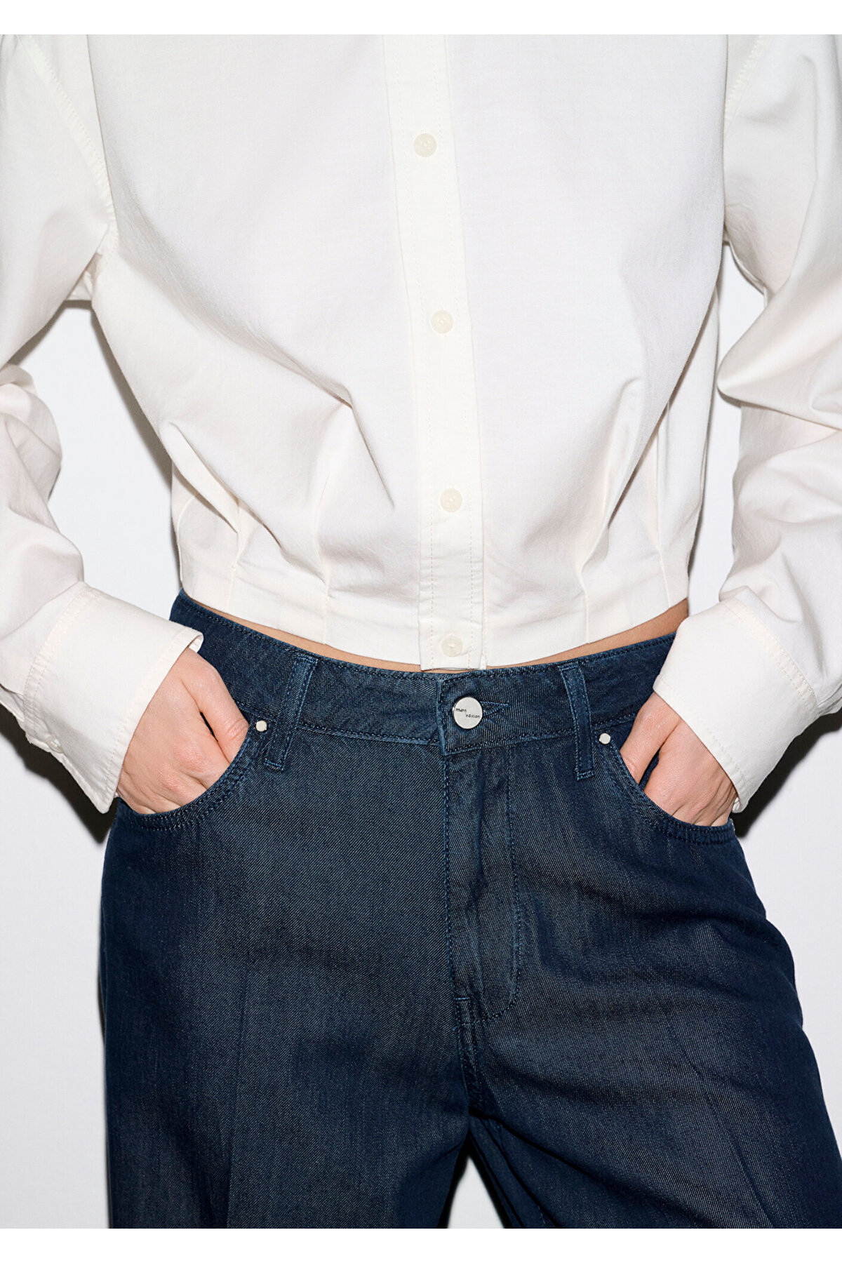 Ekru Crop Gömlek Loose Fit / Bol Rahat Kesim 1211430-70057 — اکرو — تصویر 2 از 5
