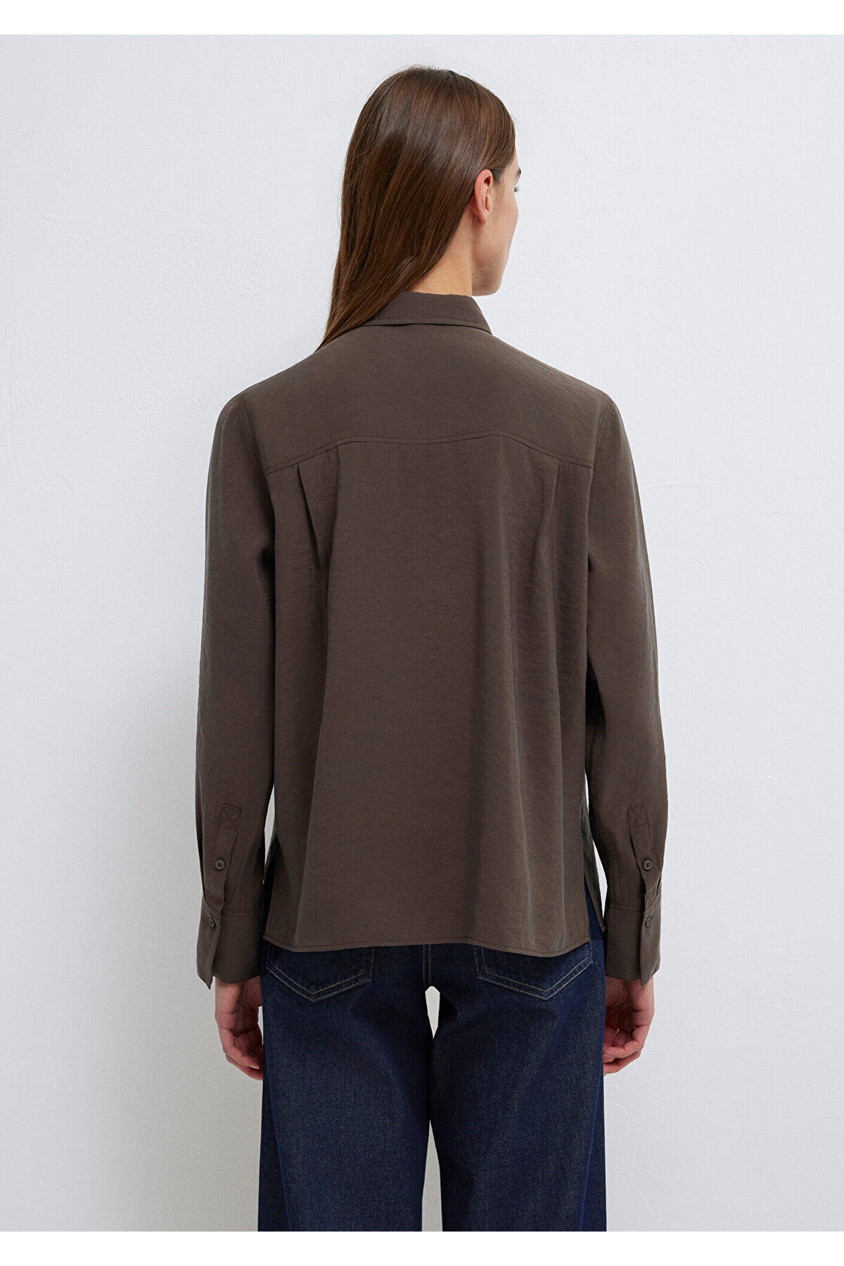 Kahverengi (TENCEL™) Liyosel Karışımlı Gömlek Regular Fit / Normal Kesim 1211374-70238 — قهوه‌ای — تصویر 6 از 8