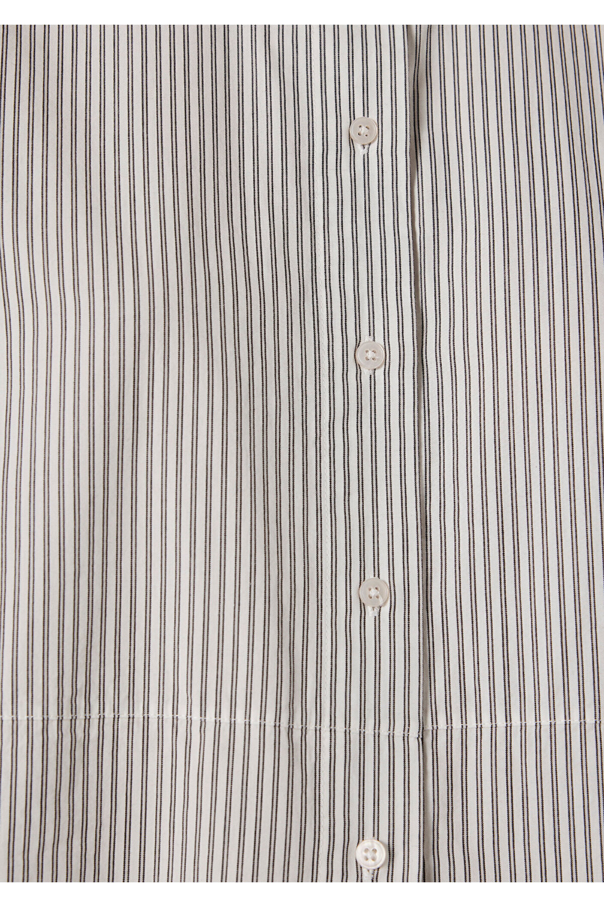 Çizgili Beyaz Gömlek Loose Fit / Bol Rahat Kesim 1211394-84014 — سفید — تصویر 8 از 8