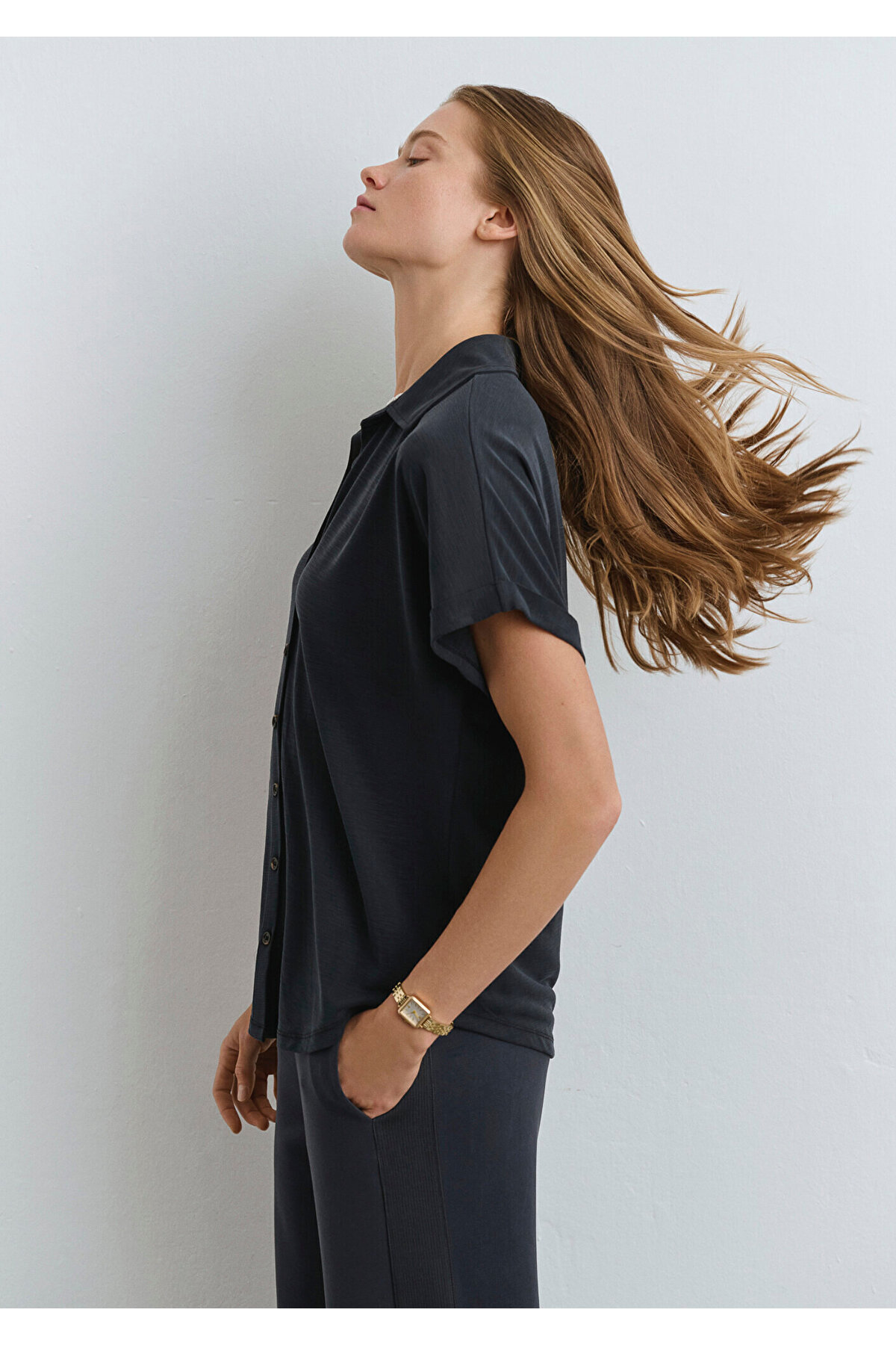 Soft-Premium Antrasit (TENCEL™) Modal Karışımlı Gömlek Regular Fit / Normal Kesim 168081-900 — خاکستری — تصویر 2 از 6