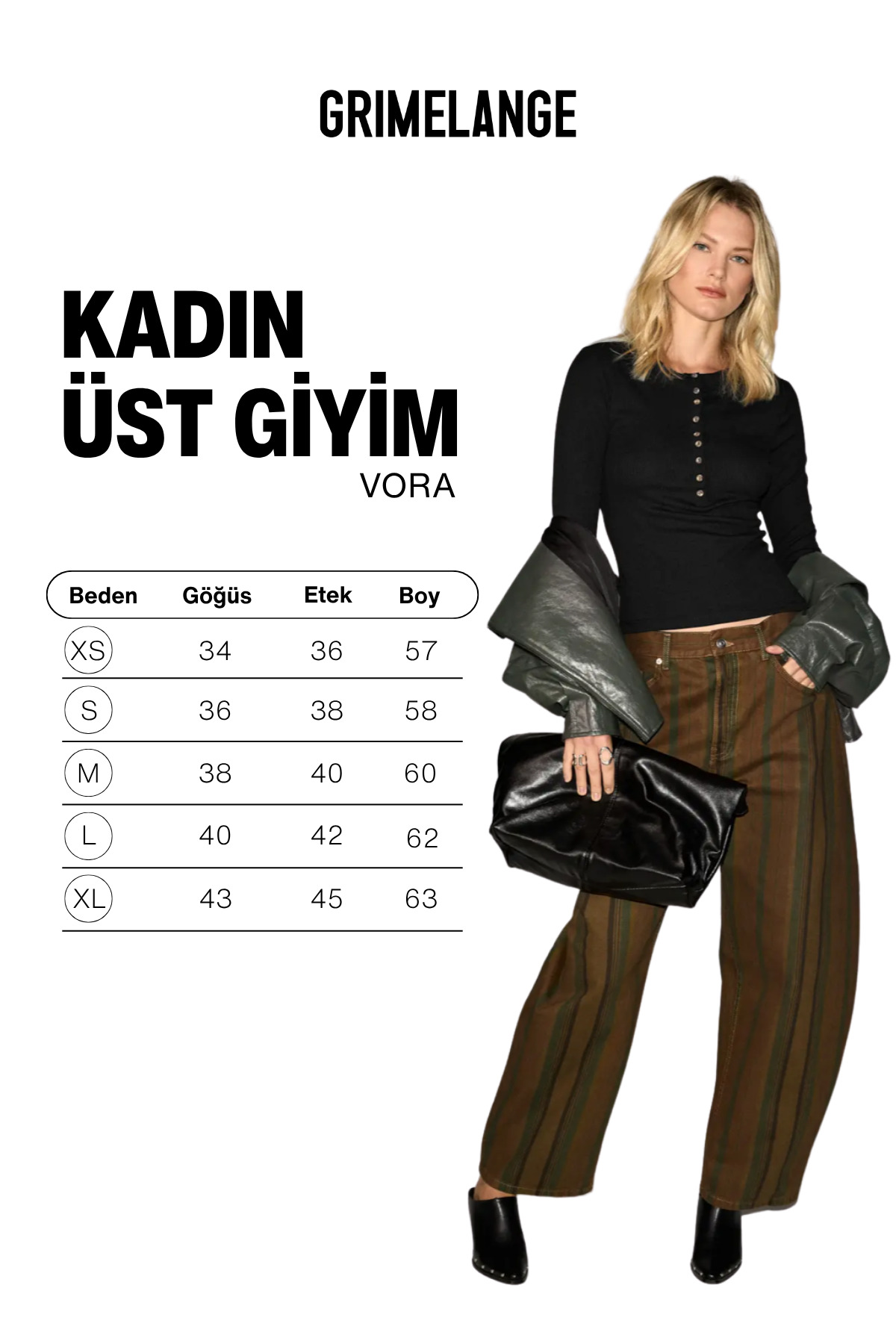 GRIMELANGE VORA Kadın Önden Düğmeli Yuvarlak Yaka Uzun Kollu Siyah Bluz görsel 7