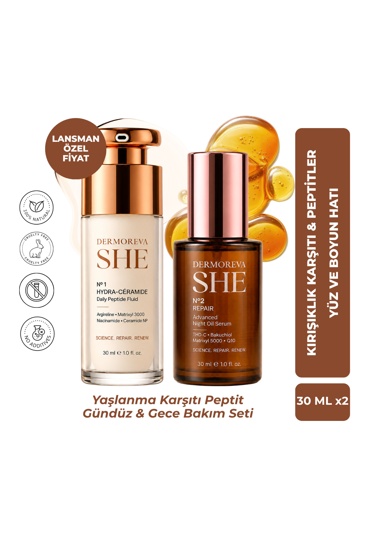 Dermoreva She Premium Peptit Gündüz & Gece Serum Seti — dermorevaset