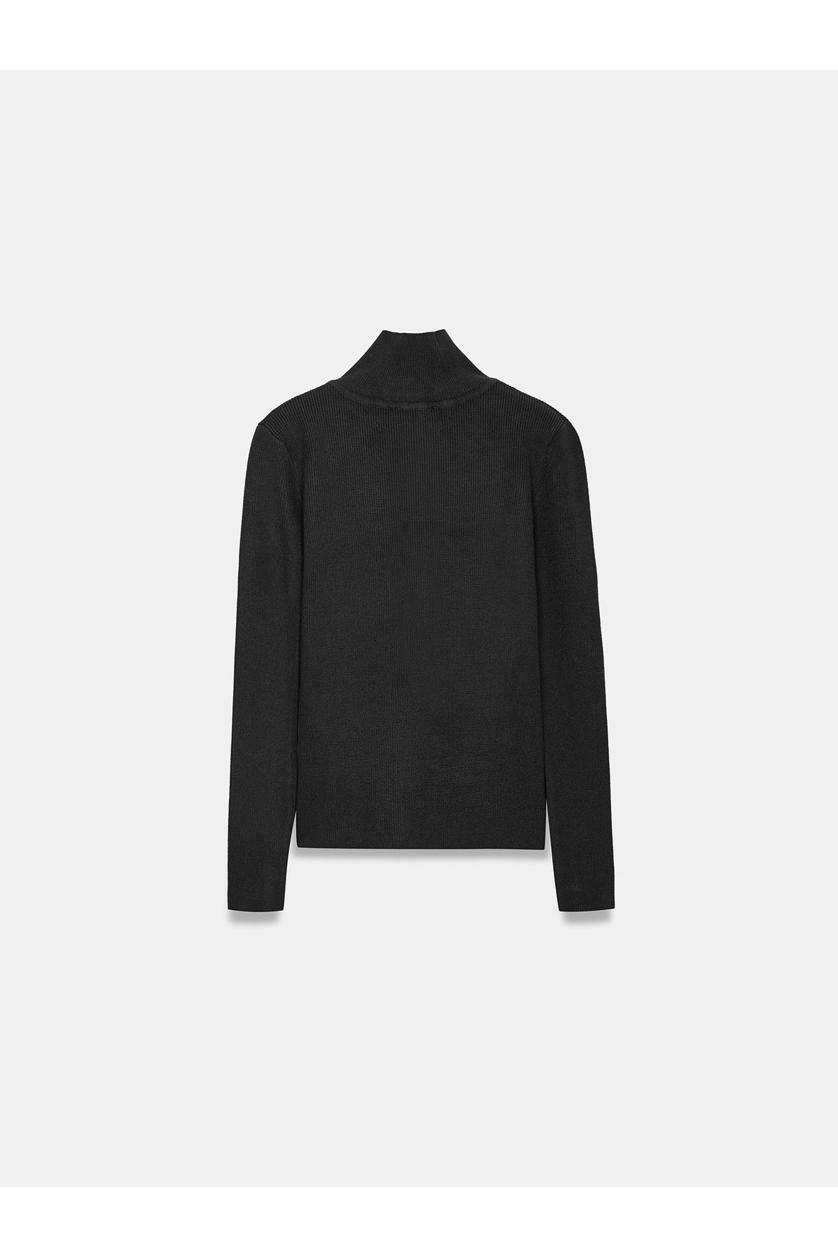 Dilvin 10686 Dik Yaka Çıtçıtlı Triko Kazak-Siyah görsel 6