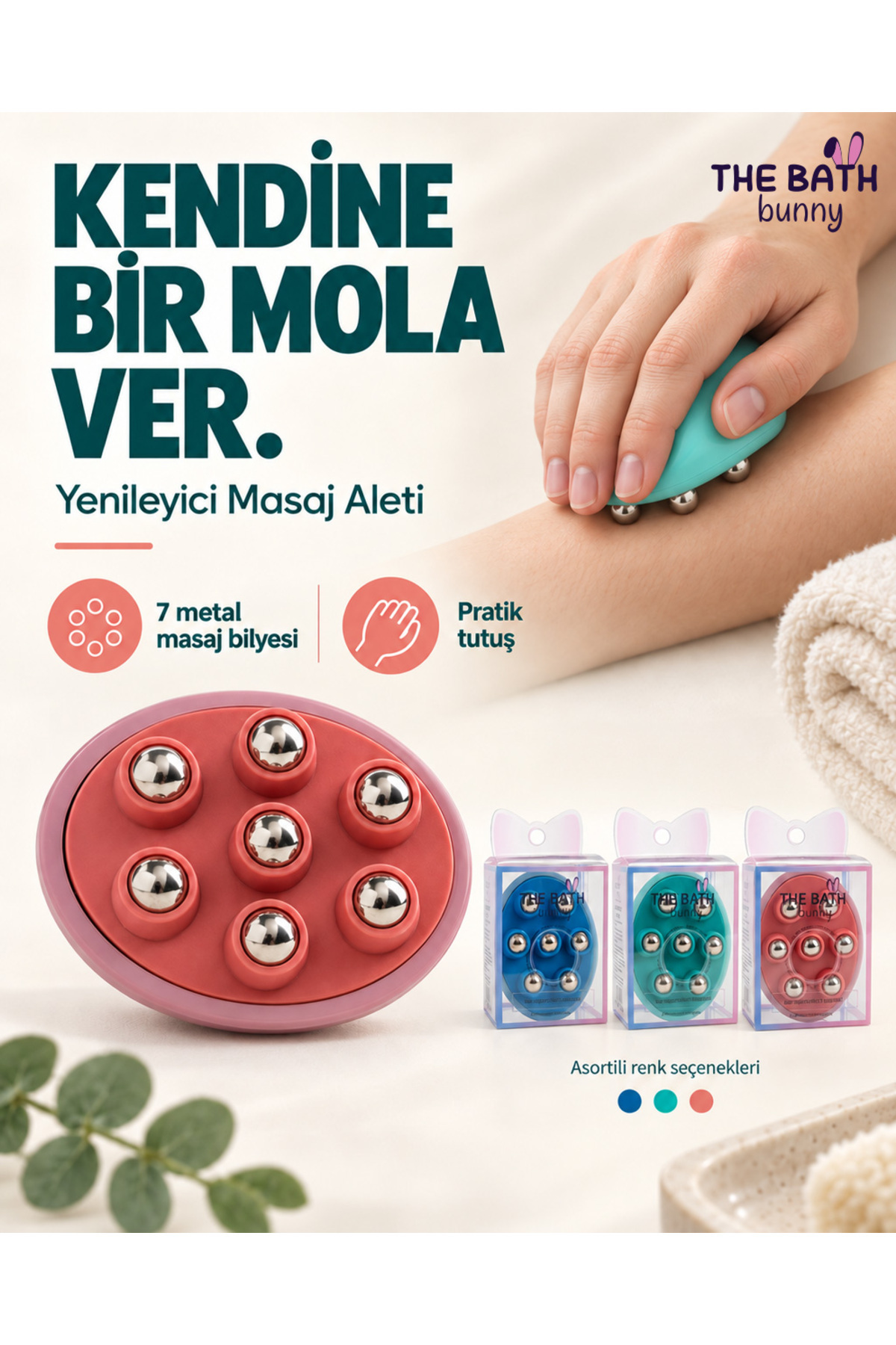 Duş Sonrası Doku Yenileyici Vücut Masaj Aleti Roller — TBB-3007 — تصویر 3 از 6