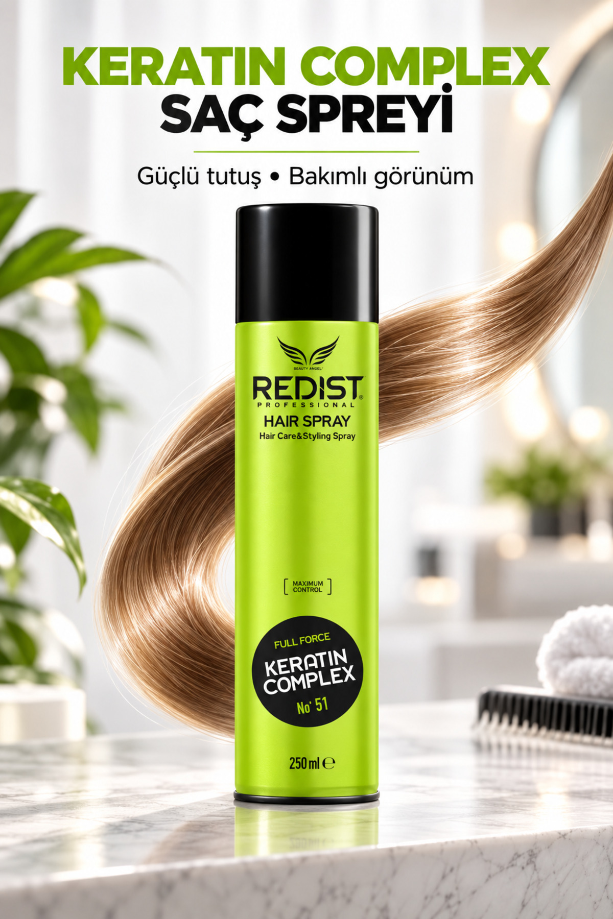Redist Keratin Saç Spreyi 250 ML | Keratin Bakımı ile Güçlü Sabitleme, Doğal Parlaklık ve Uzun Süre Kalıcı Şekillendirme — redistkeratinsprey-250ml