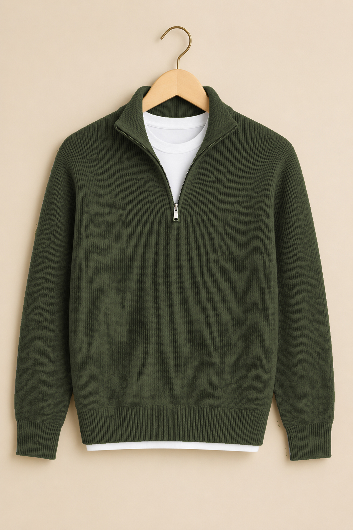 ZMODA SOFT Polo Yaka Fermuarlı Çizgili Old Money Örme Birinci Kalite Yumuşak Uzun Kollu Erkek Kazak