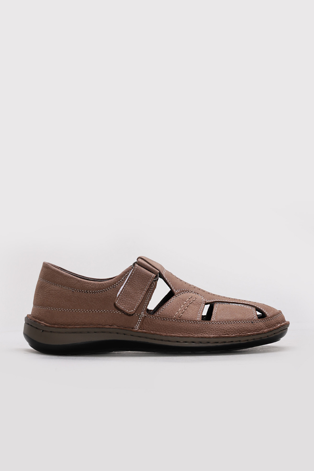 FAST STEP Hakiki Deri Kum Nubuk Erkek Klasik Sandalet 662MA119B