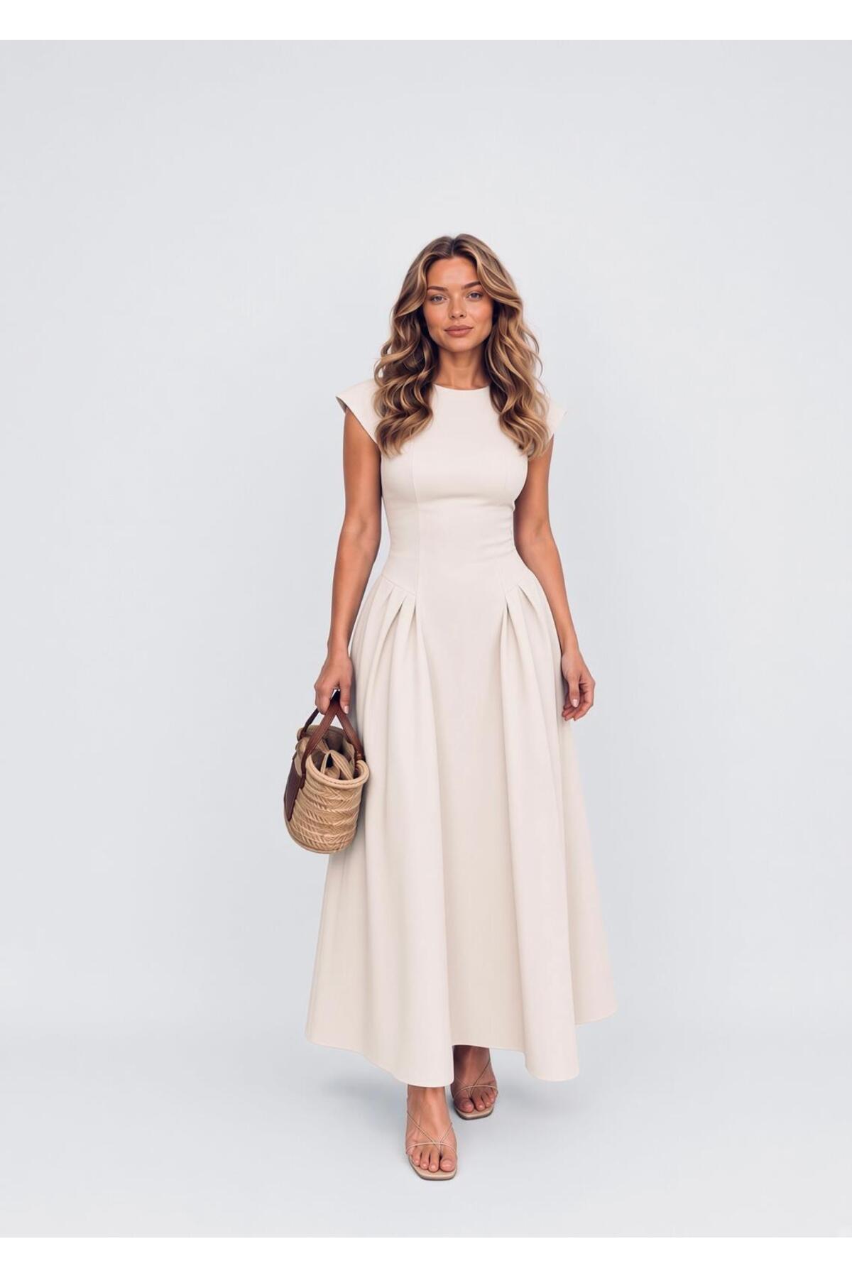 Raunk Vintage Elegance Belden Oturtmalı Poplin Kumaş Maxi Elbise görsel 2
