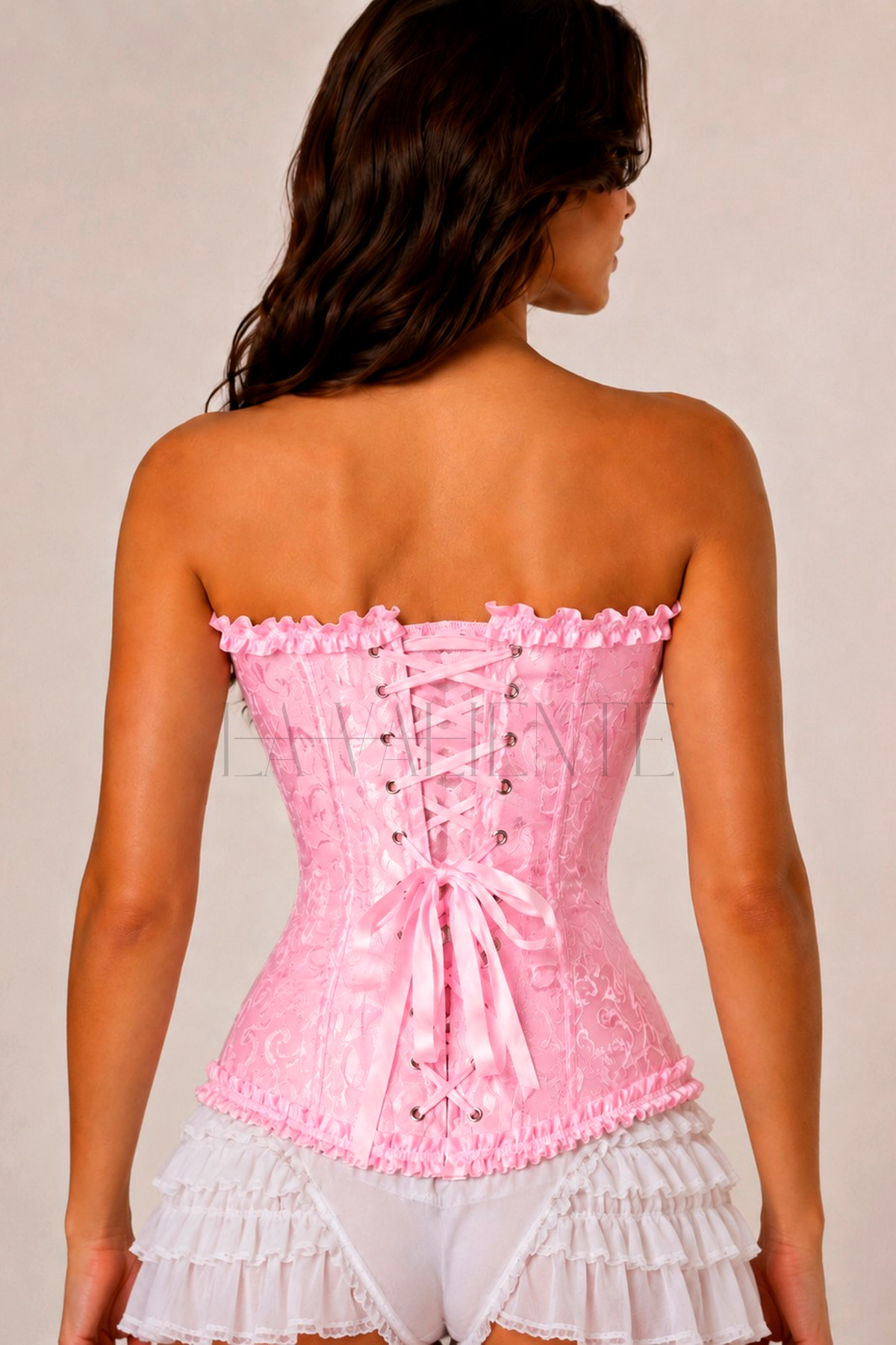 LA VALİENTE Aurelia Pembe Kadın Çiçek Desenli Korse Büstiyer Floral Crop Top görsel 4