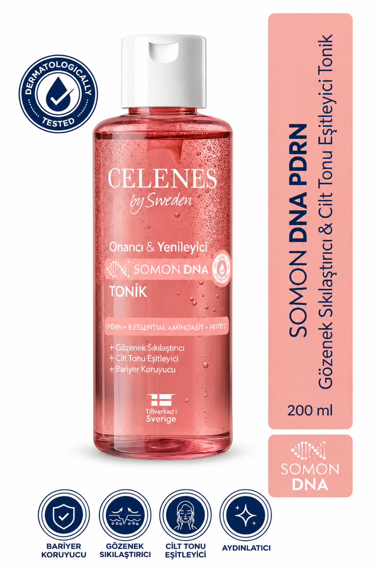 celenes by sweden Somon DNA PDRN Gözenek Sıkılaştırıcı & Cilt Tonu Eşitleyici Tonik, 200 ml — 7350104245641