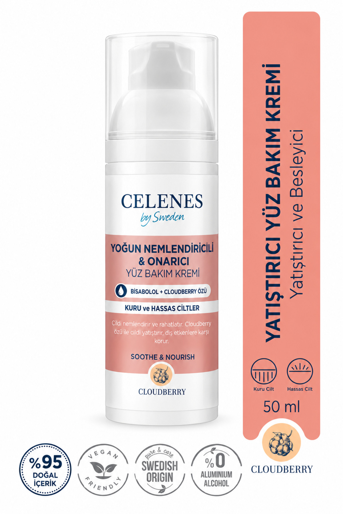 Celenes Cloudberry Yatıştırıcı Yüz Kremi Hassas Ciltler 50 ml — 7350104248055