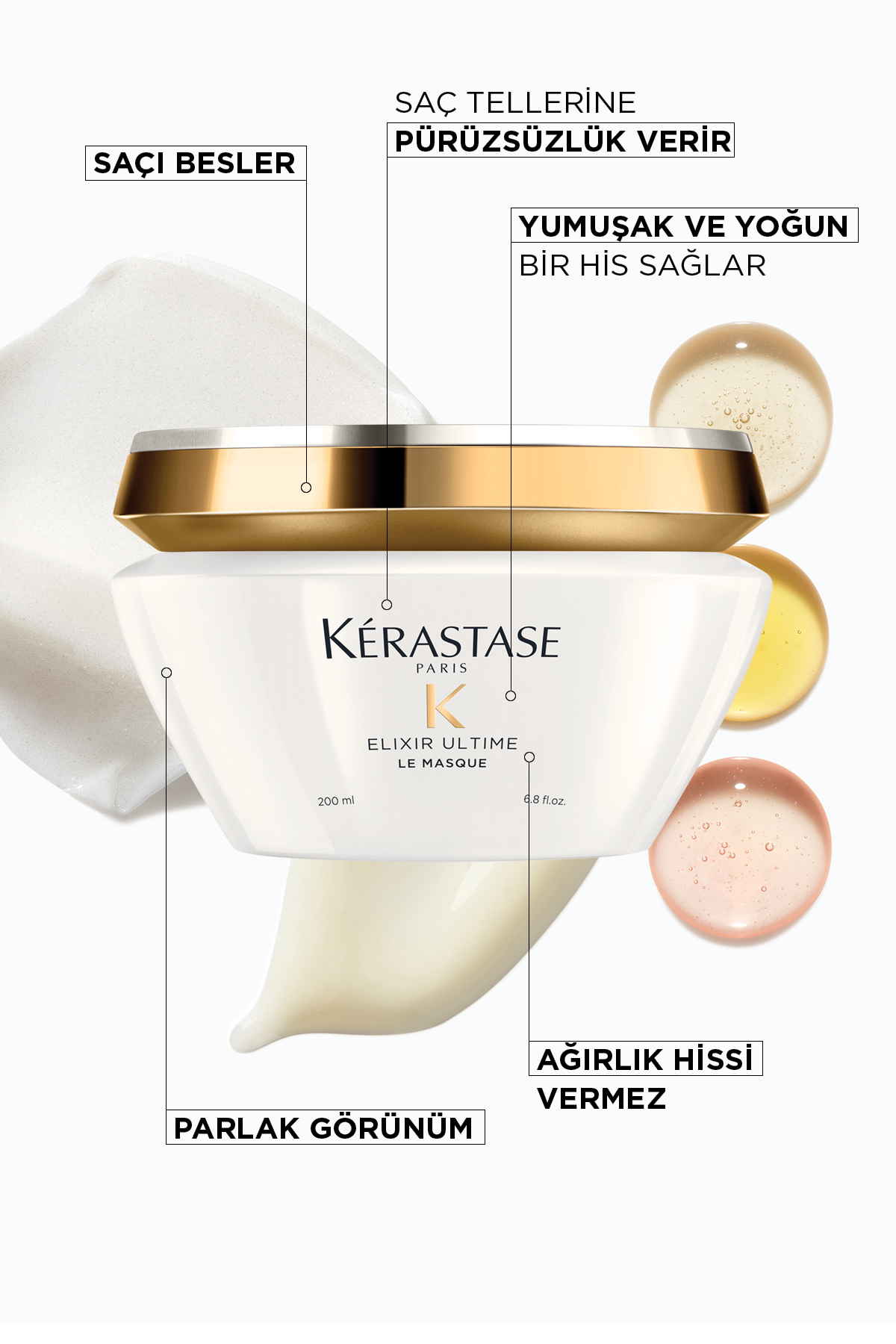 ماسک موی تقویت کننده و براق کننده Elixir Ultime Le Masque 200 میلی لیتر — 3474636614172 — تصویر 3 از 7