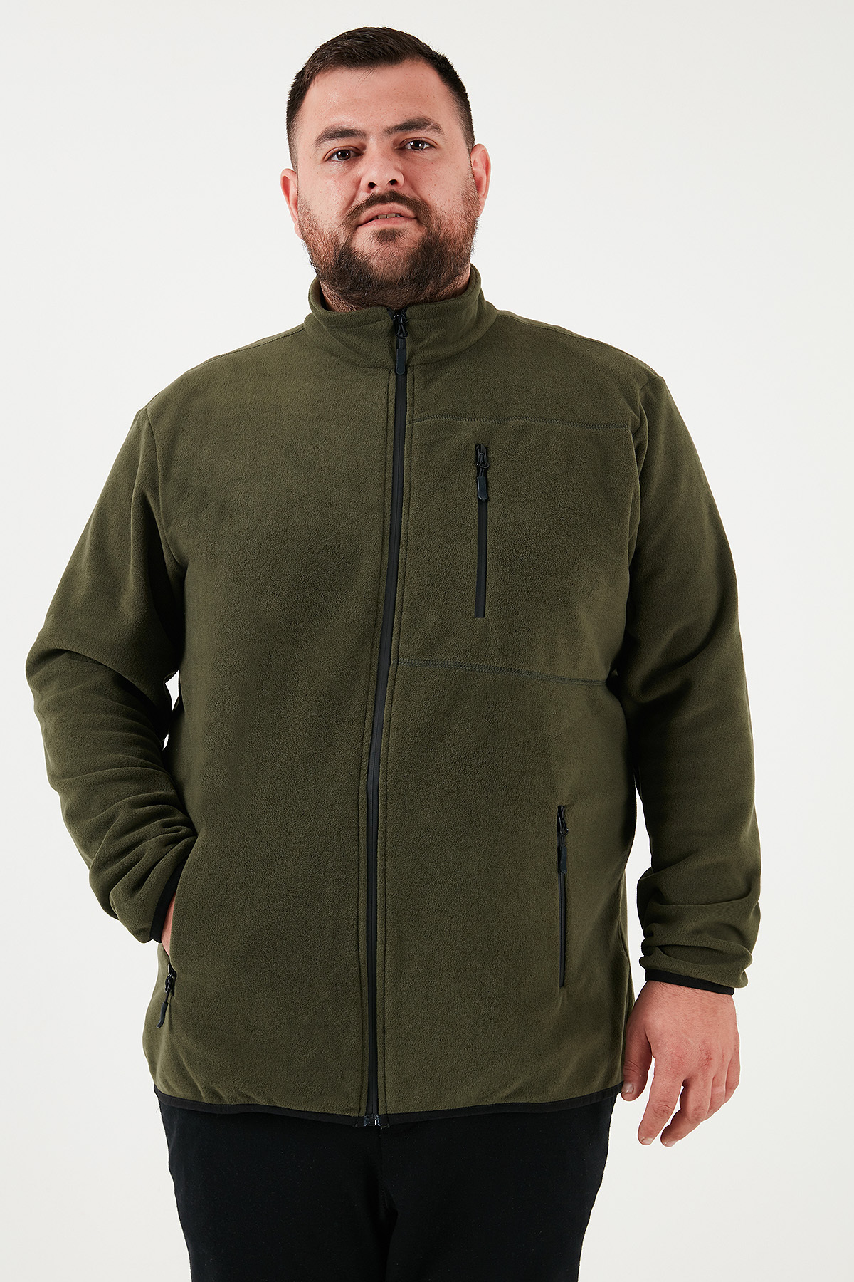 Buratti Regular Fit Dik Yaka Fermuarlı Büyük Beden Polar Hırka Erkek HIRKA 5906028B görsel 6