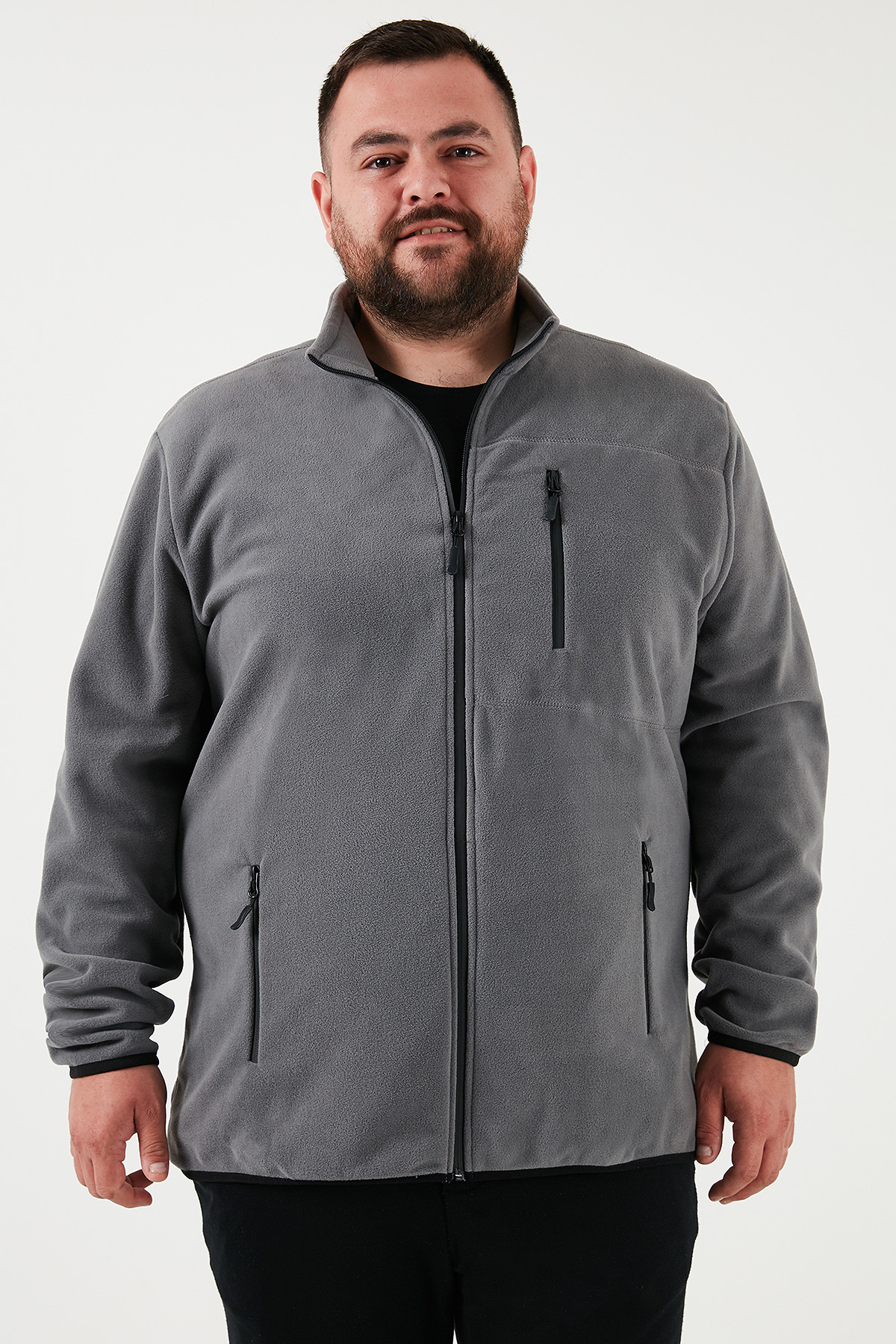 Buratti Regular Fit Dik Yaka Fermuarlı Büyük Beden Polar Hırka Erkek HIRKA 5906028B görsel 4